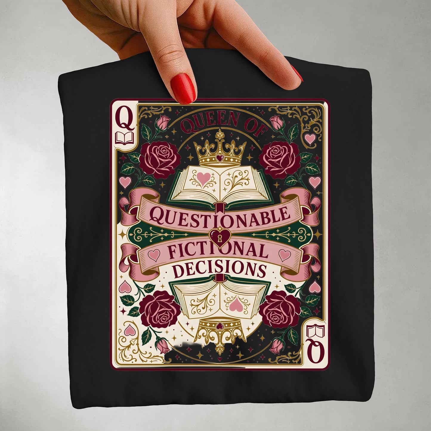 Queen of Questionable Fictional Decisions, Vintage Booklover Tee