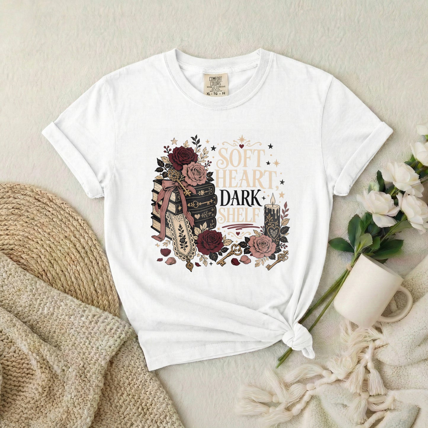 Soft Heart Dark Shell T-shirt — Vintage Floral Warrior Graphic Tee