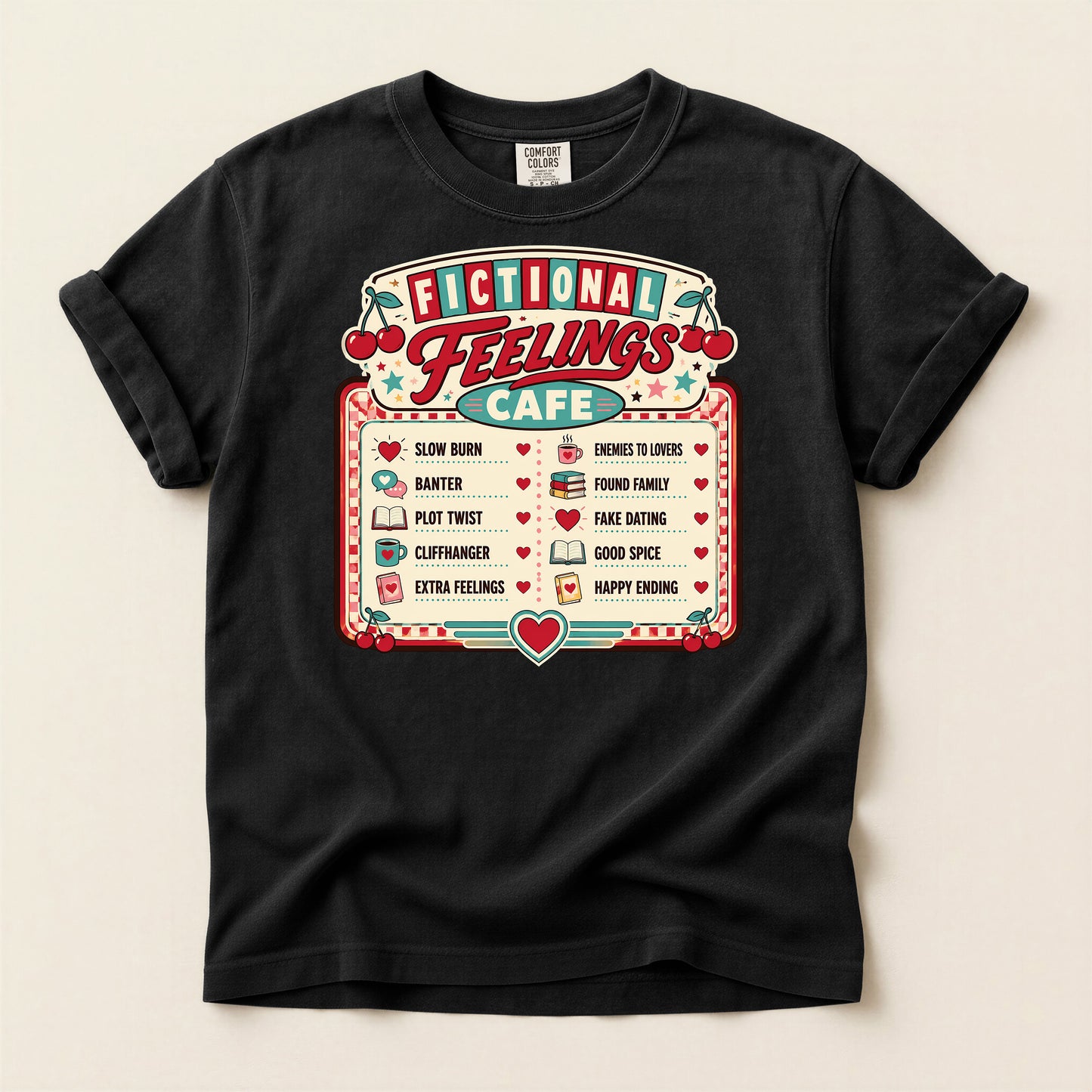 Fictional Feelings Café T-Shirt — Book Lover Novelty Tee
