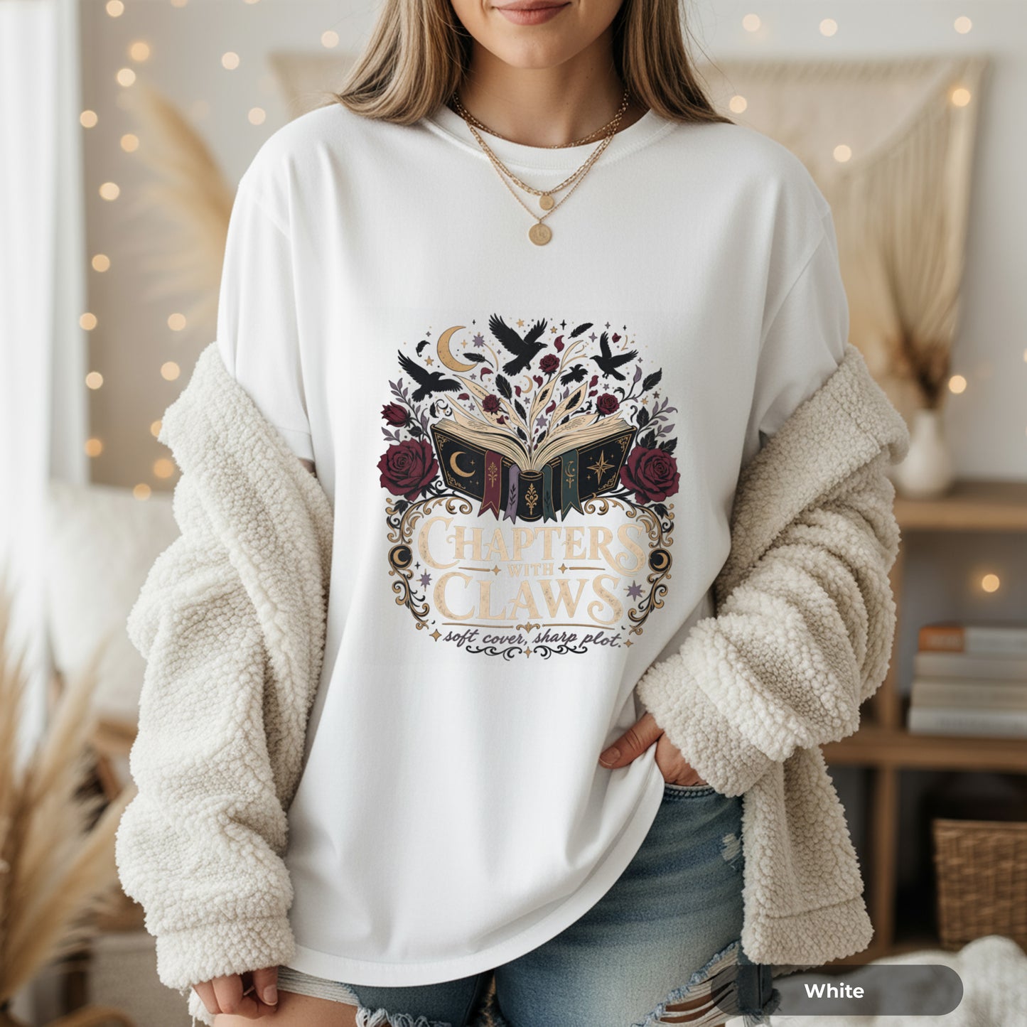 Chapters & Claws Book Lover T-Shirt