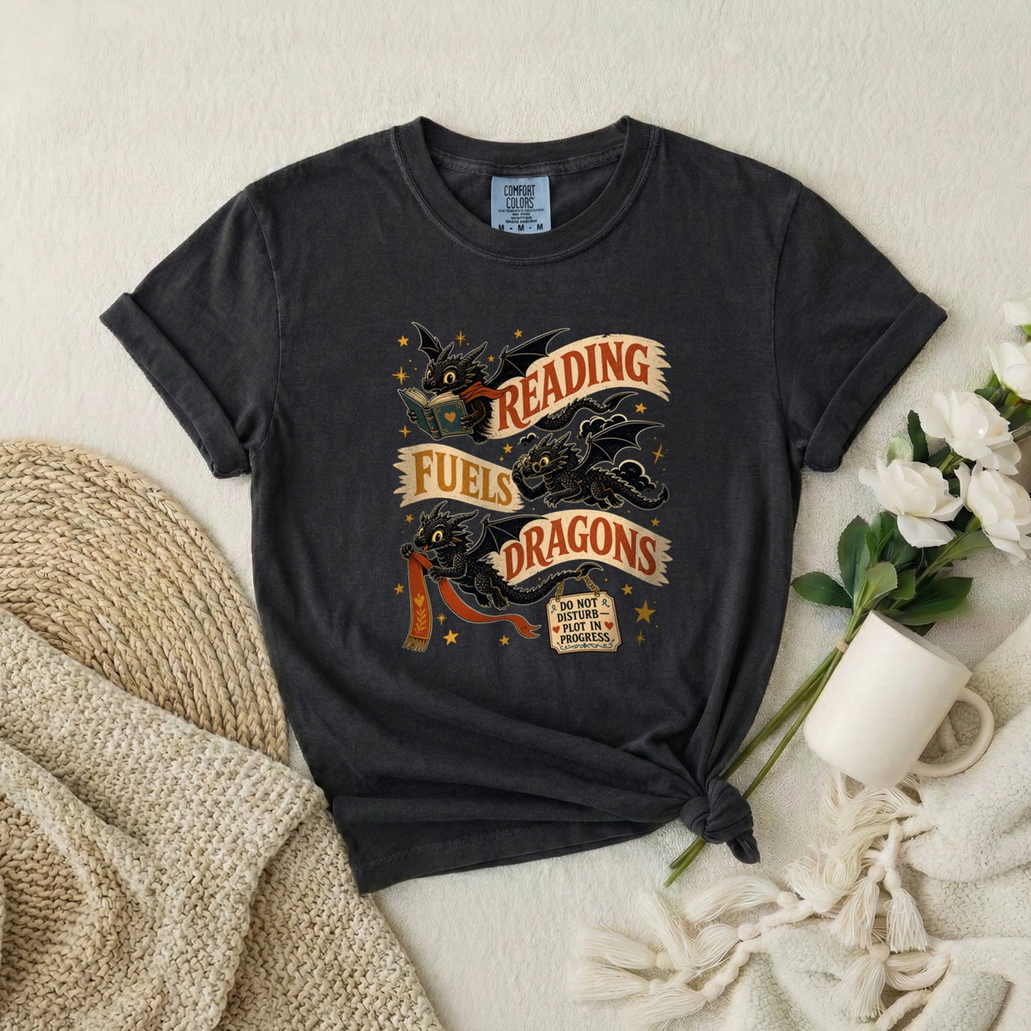 Reading Fuels Dragons T-Shirt — Fantasy Book Lover Tee