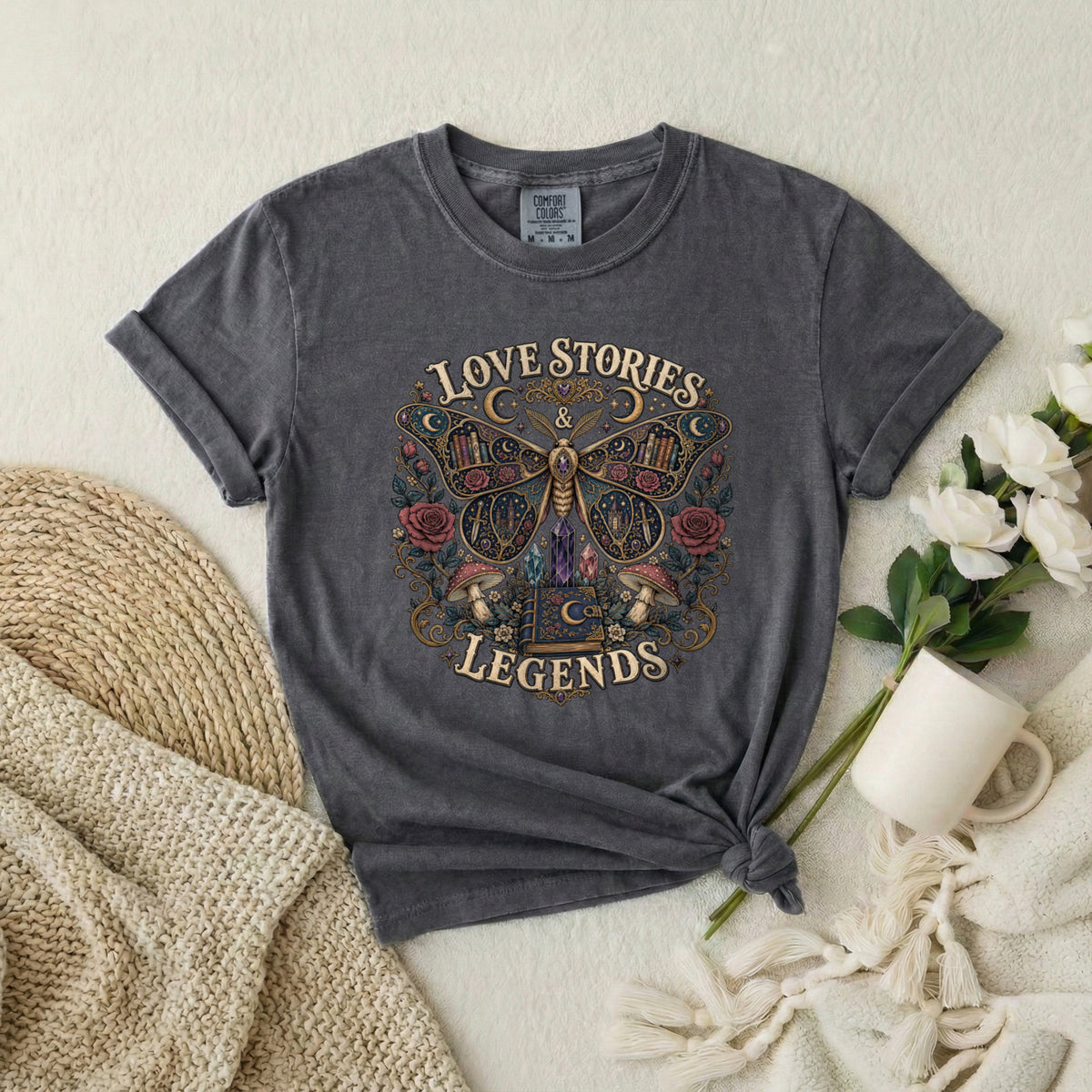 Moth & Rose 'Love Stories & Legends' Graphic T‑Shirt
