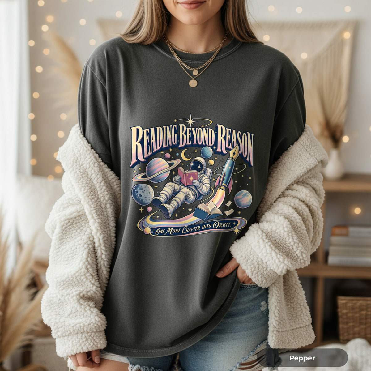 Reading Beyond Reason Astronaut Book T-Shirt