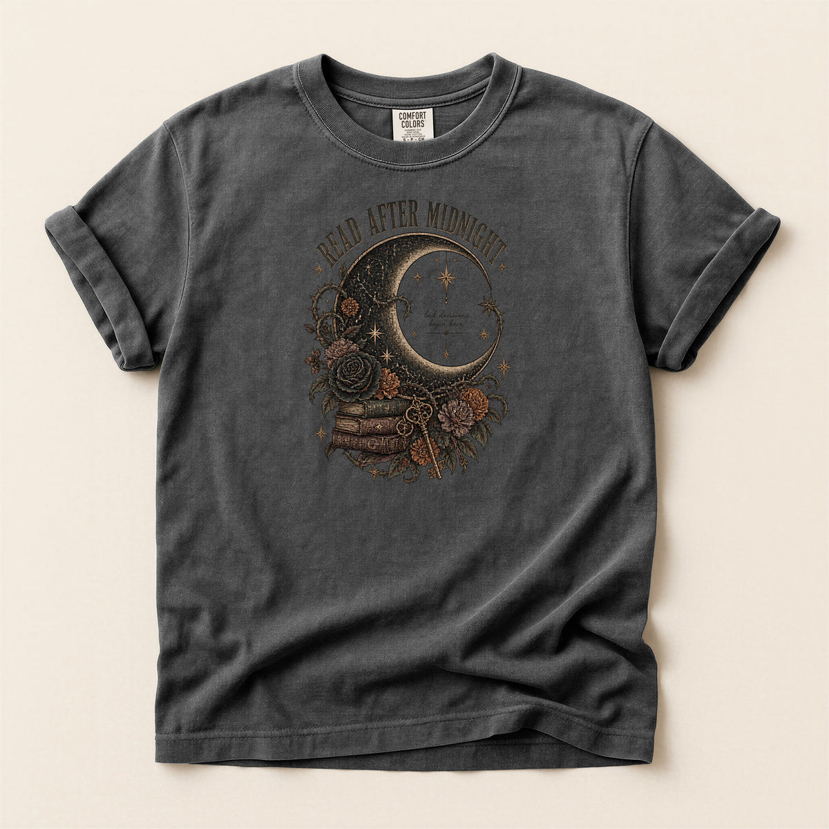 Read After Midnight Gothic Moon and Roses T-Shirt