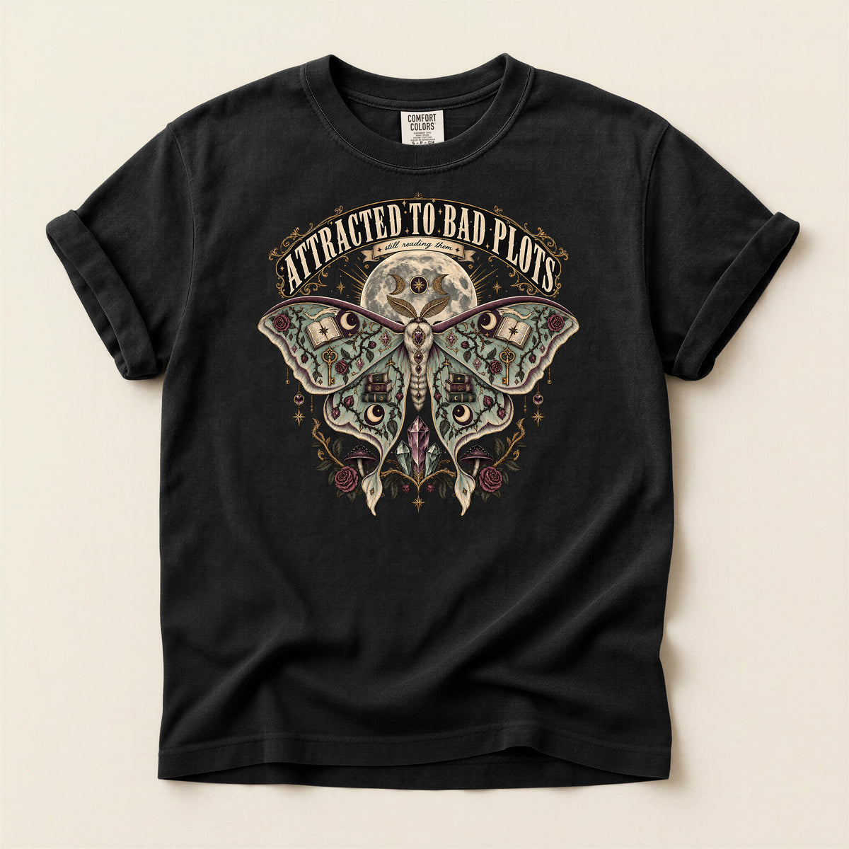 Attracted to Bad Plots Moth Graphic T-Shirt