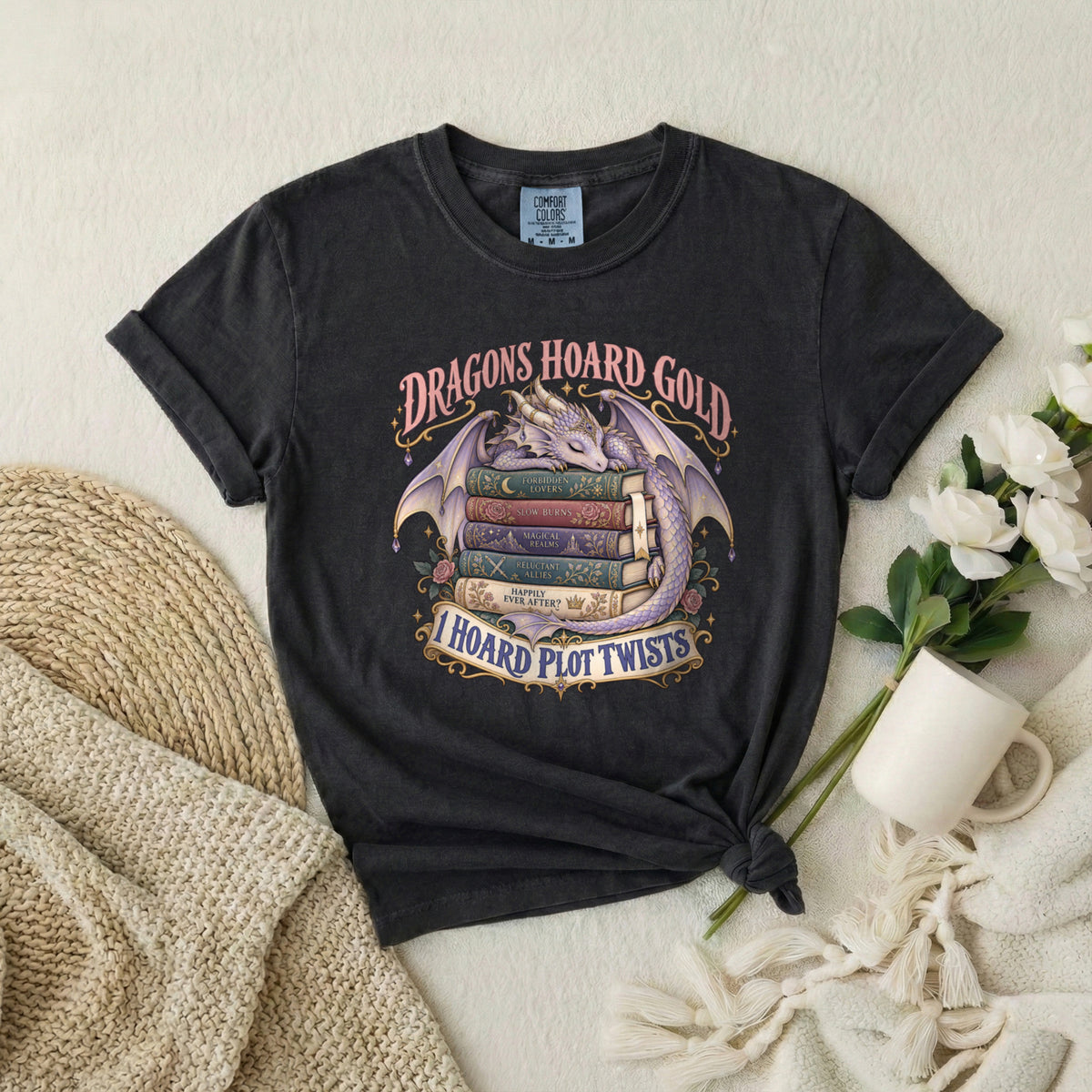 Dragons Hoard Gold “I Hoard Plot Twists” Bookworm T-Shirt