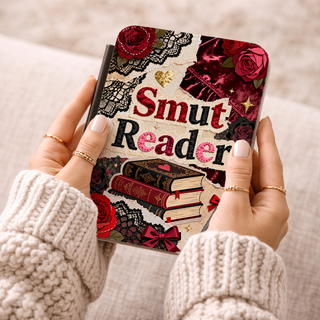 Kindle Case — 'Smut Reader' Floral Lace Book Sleeve, Romantic Gothic E-Reader Cover