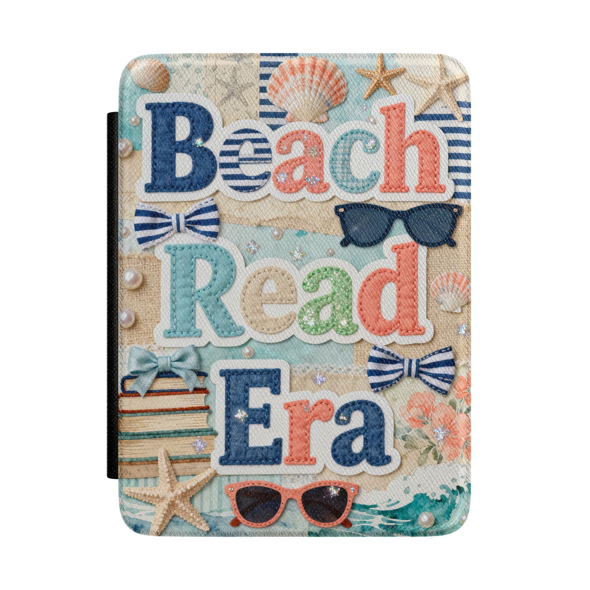 Decorative Kindle with 'Beach Read Era' text and beach-themed elements on a white background
