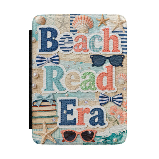 Decorative Kindle with 'Beach Read Era' text and beach-themed elements on a white background