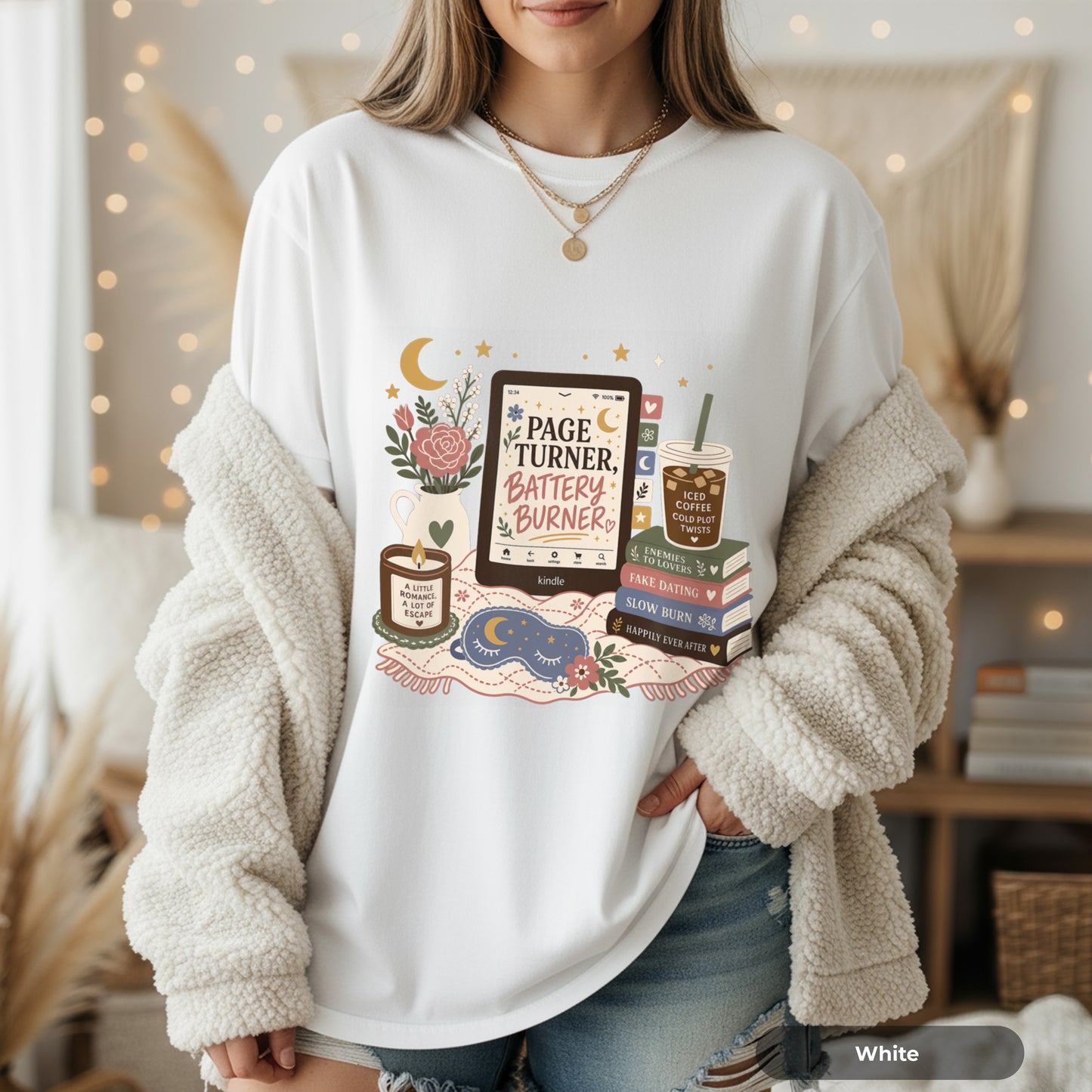 Booklover T‑Shirt — "Page Turner, Battery Burner" Reading Graphic Tee
