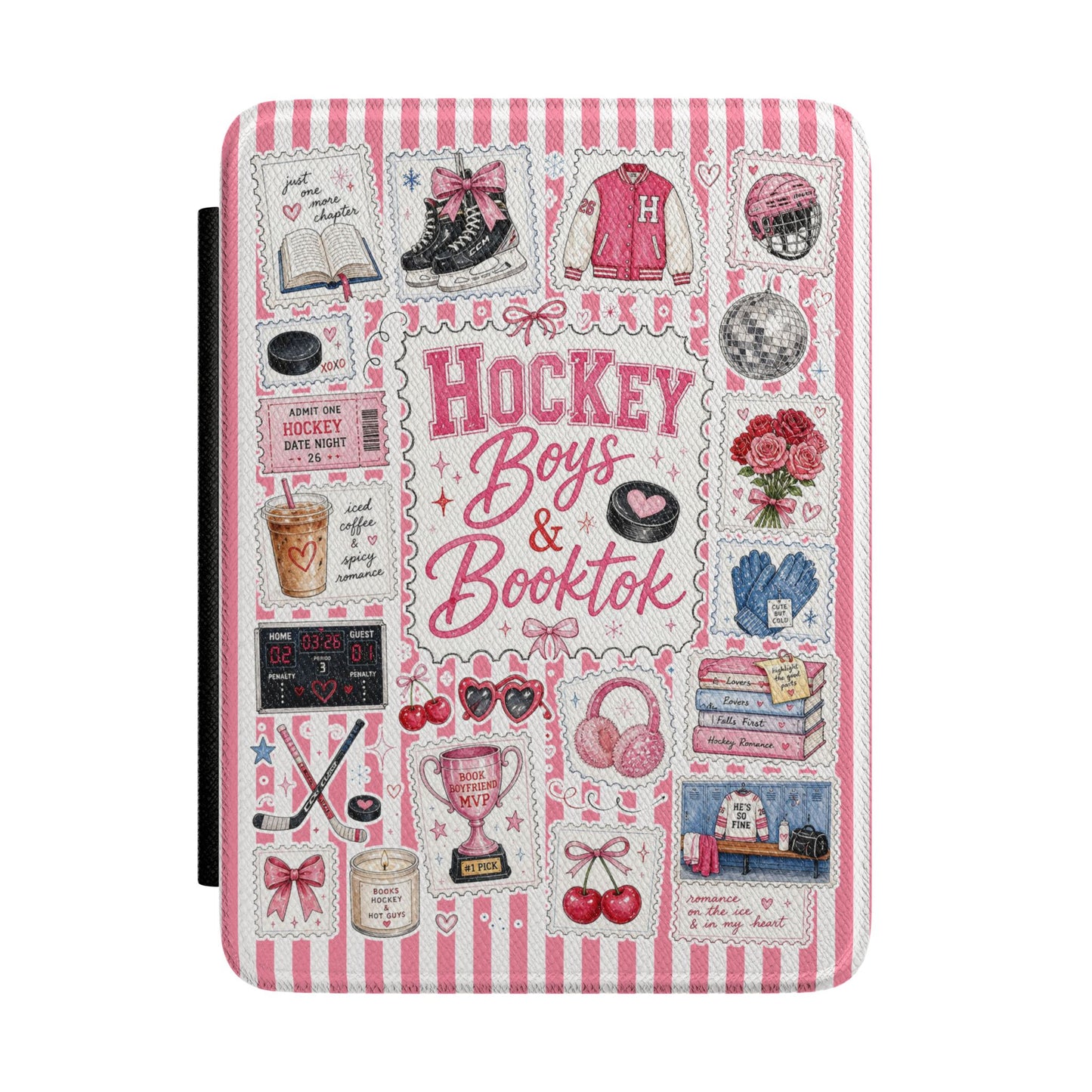 Kindle Case — 'Hockey Boys & Booktok' Pink Collage E-Reader Cover