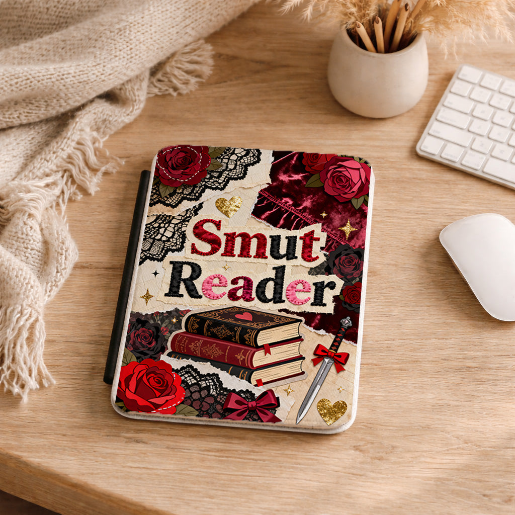 Kindle Case — 'Smut Reader' Floral Lace Book Sleeve, Romantic Gothic E-Reader Cover