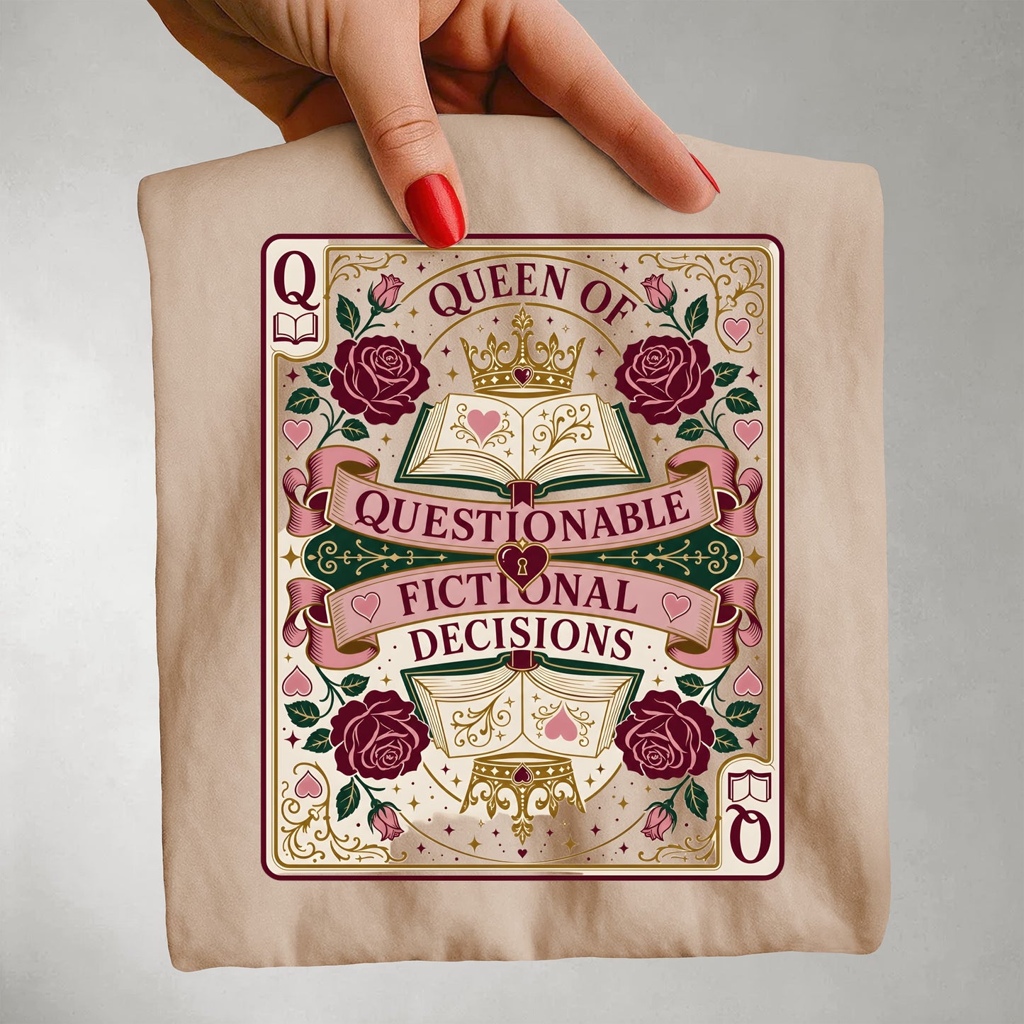 Queen of Questionable Fictional Decisions, Vintage Booklover Tee