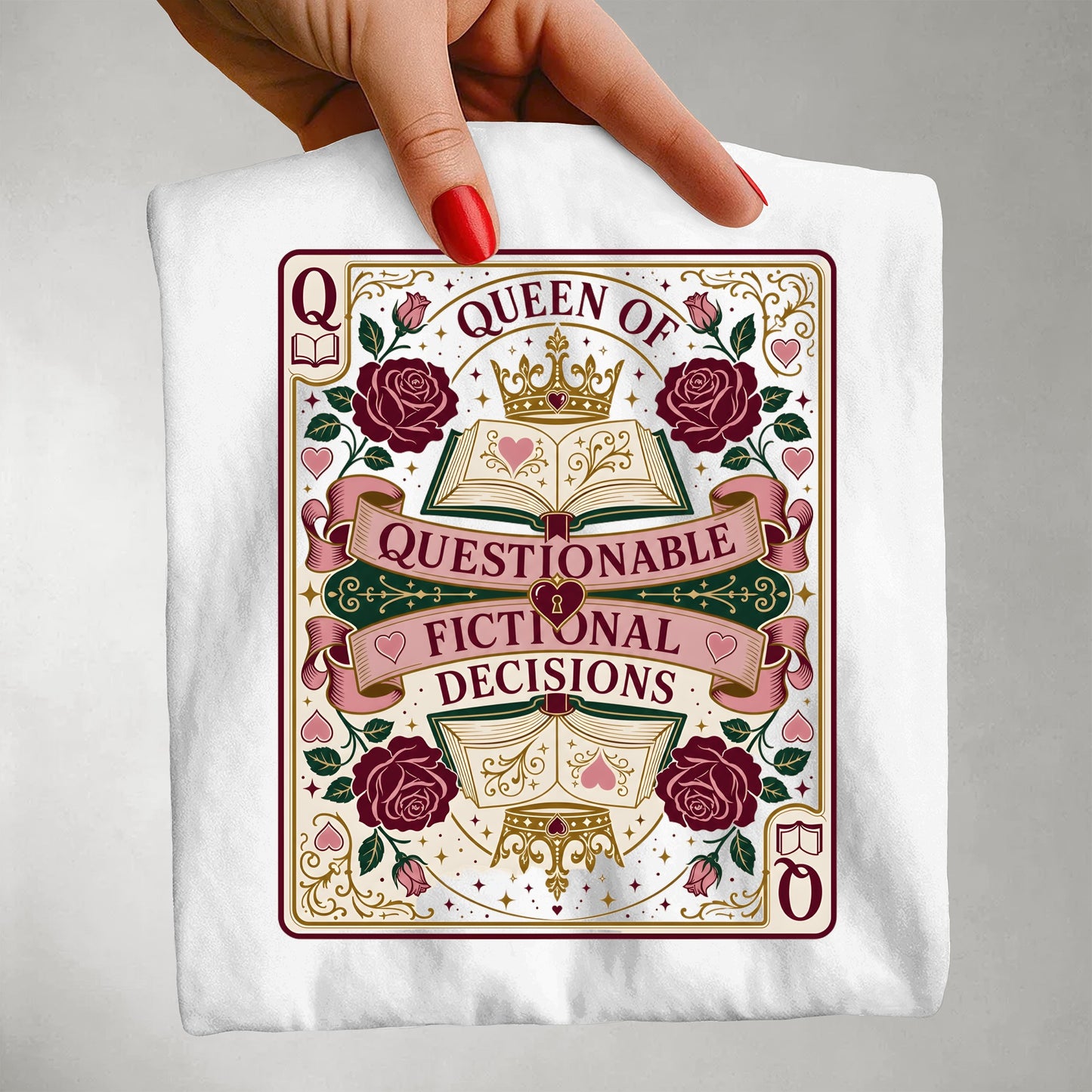 Queen of Questionable Fictional Decisions, Vintage Booklover Tee