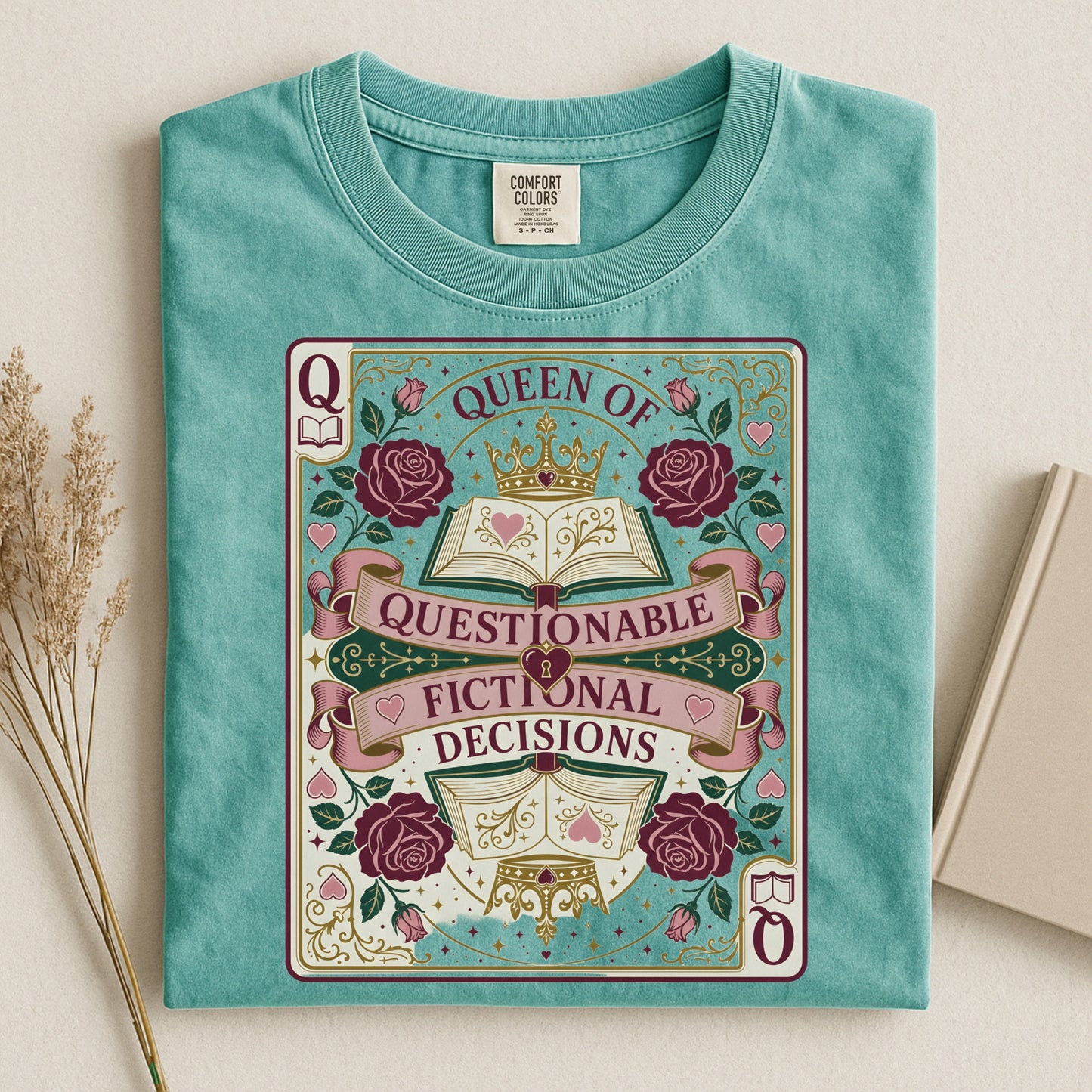 Queen of Questionable Fictional Decisions, Vintage Booklover Tee