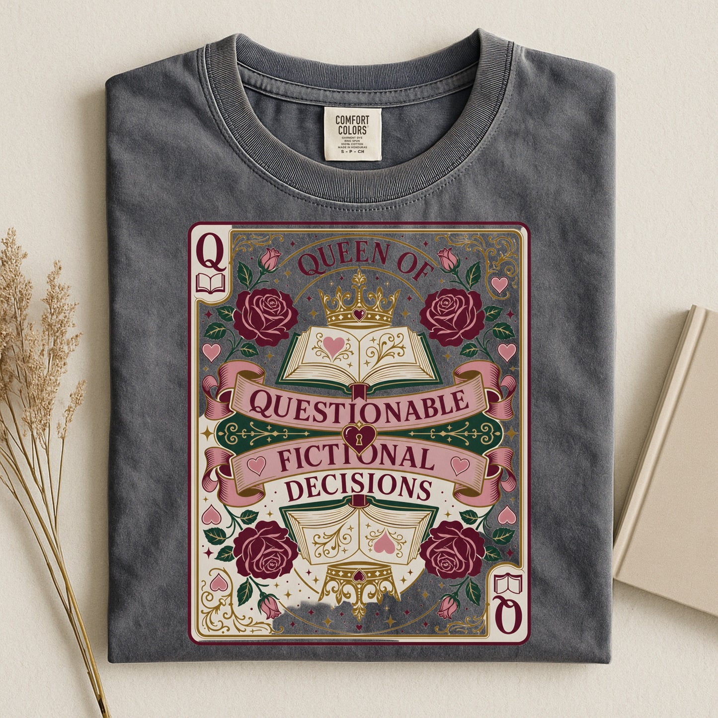 Queen of Questionable Fictional Decisions, Vintage Booklover Tee