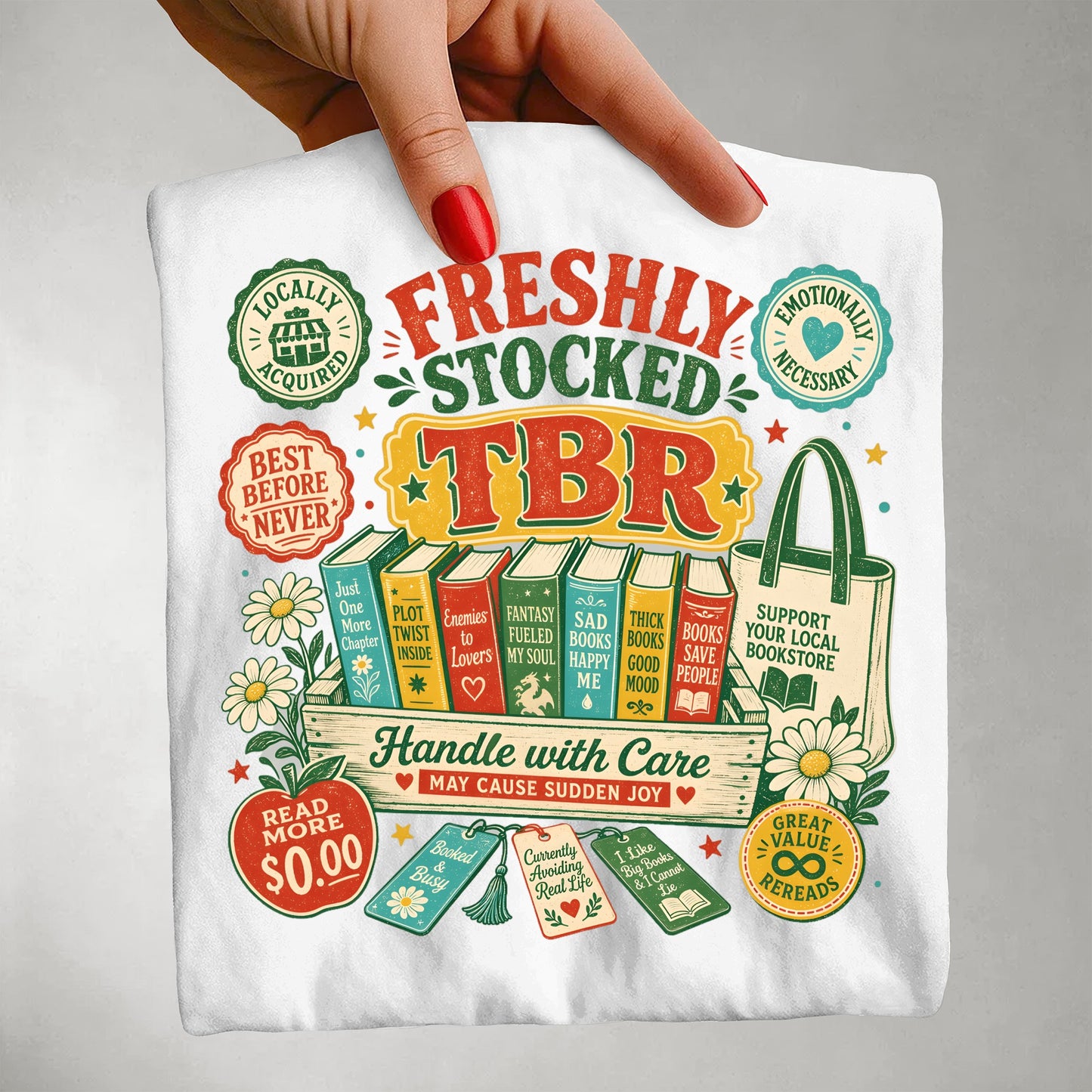 Freshly Stocked TBR T-Shirt — Book Lover Graphic Tee