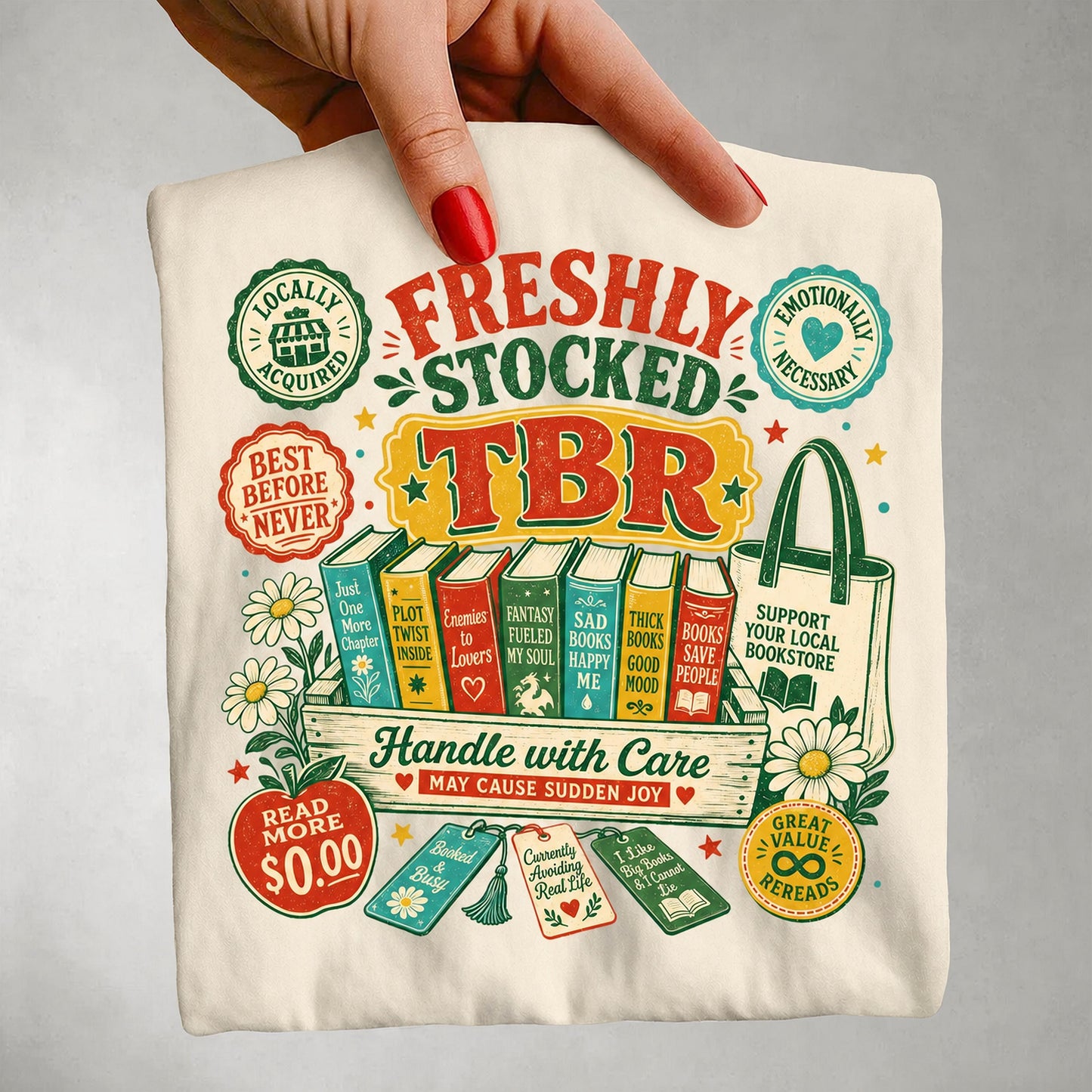 Freshly Stocked TBR T-Shirt — Book Lover Graphic Tee