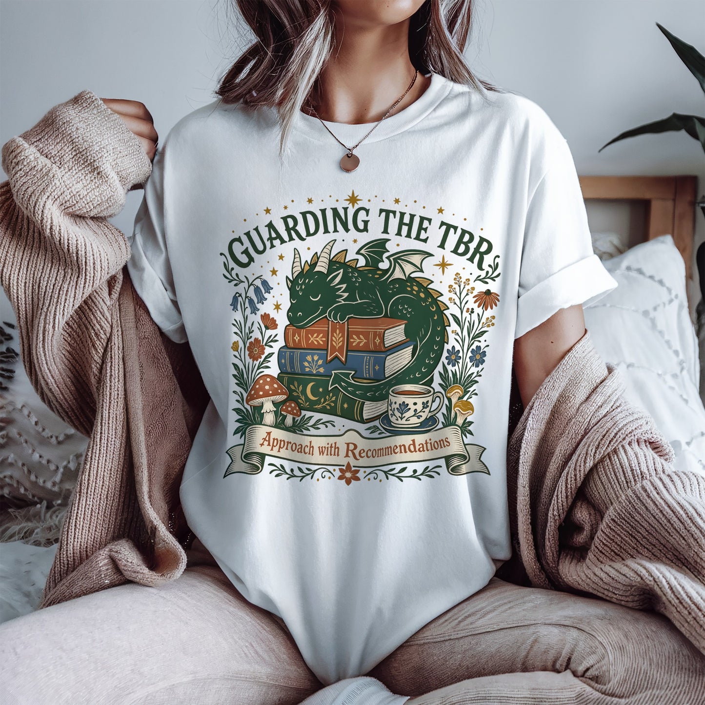 Book Dragon T-Shirt — "Guarding the TBRs" Literary Graphic Tee