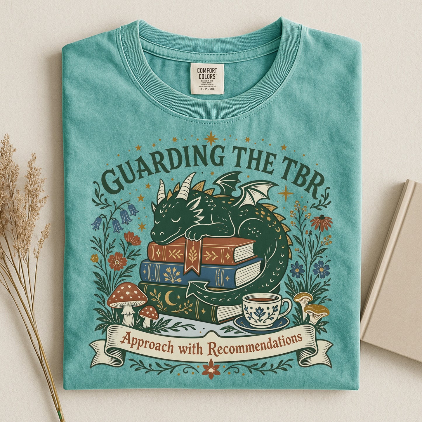 Book Dragon T-Shirt — "Guarding the TBRs" Literary Graphic Tee
