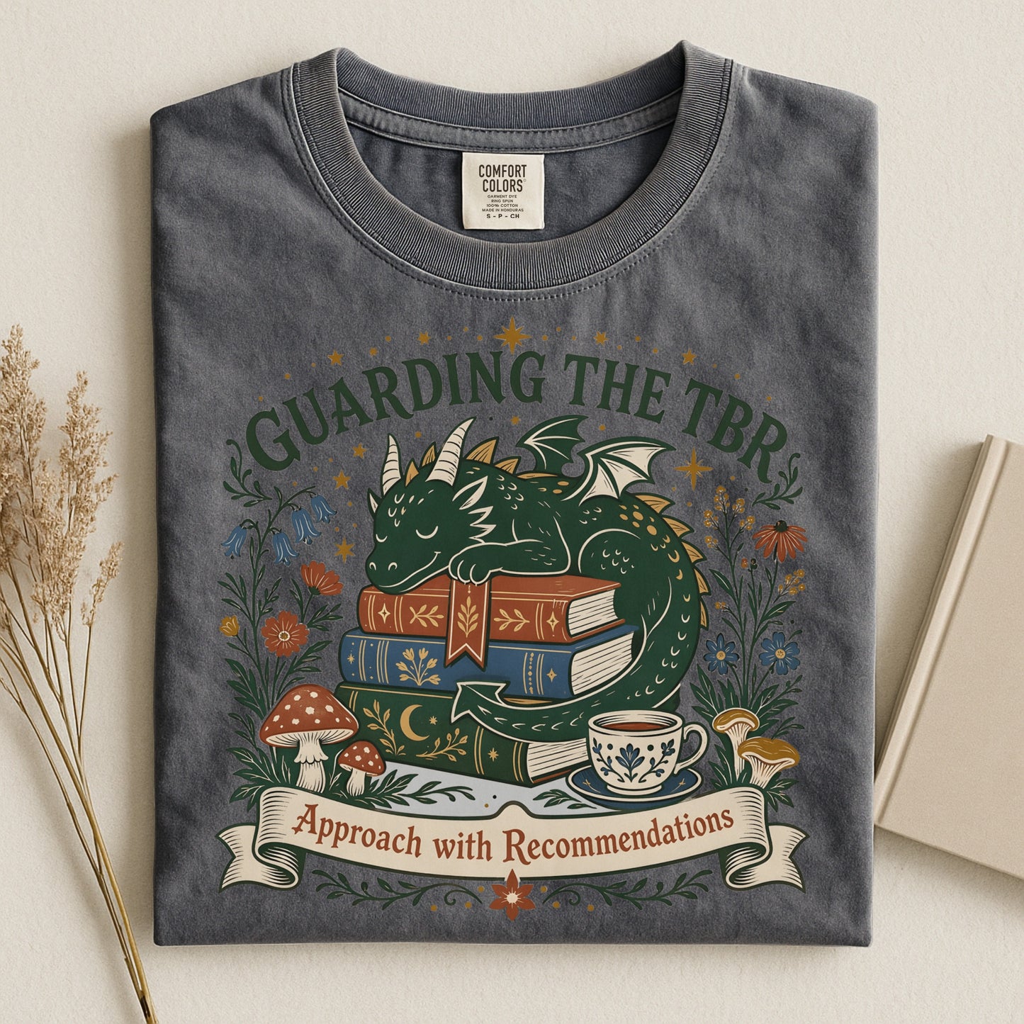 Book Dragon T-Shirt — "Guarding the TBRs" Literary Graphic Tee