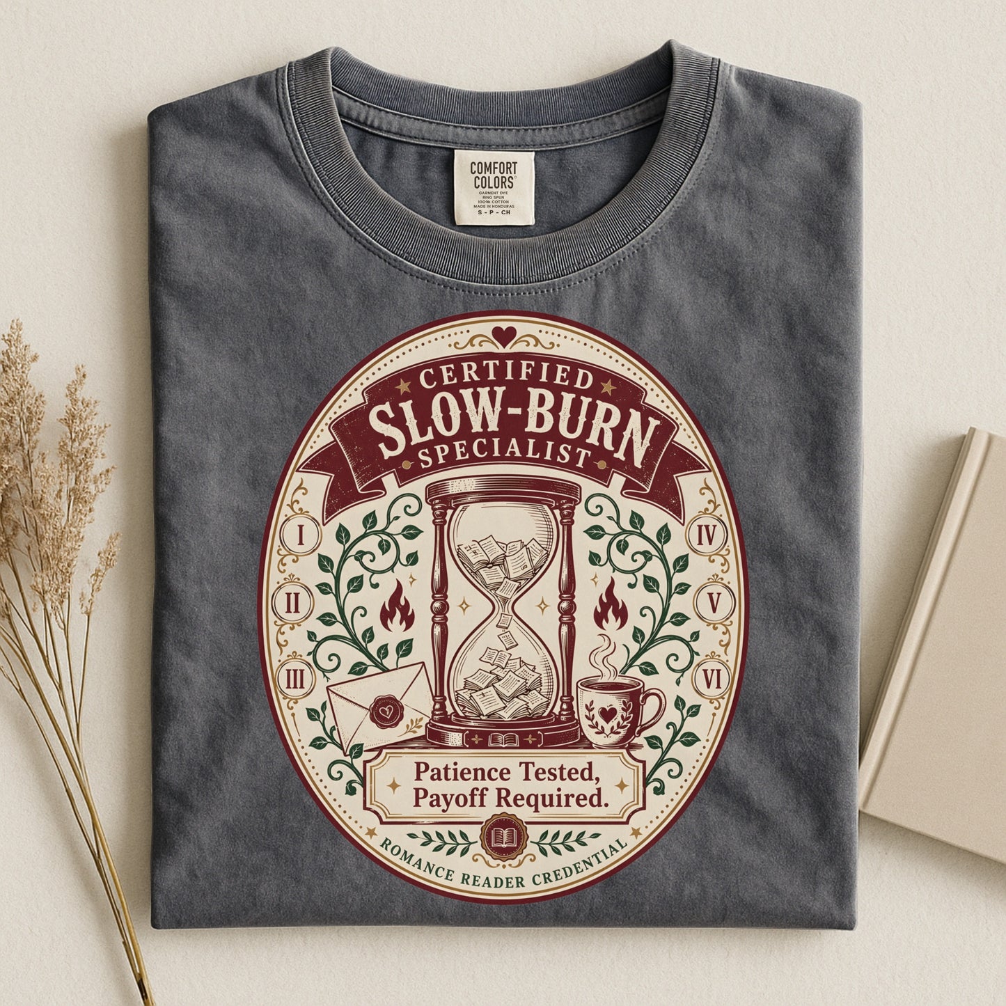 Slow-Burn Specialist T-Shirt — “Patience Tested, Payoff Required” Vintage Hourglass Tee