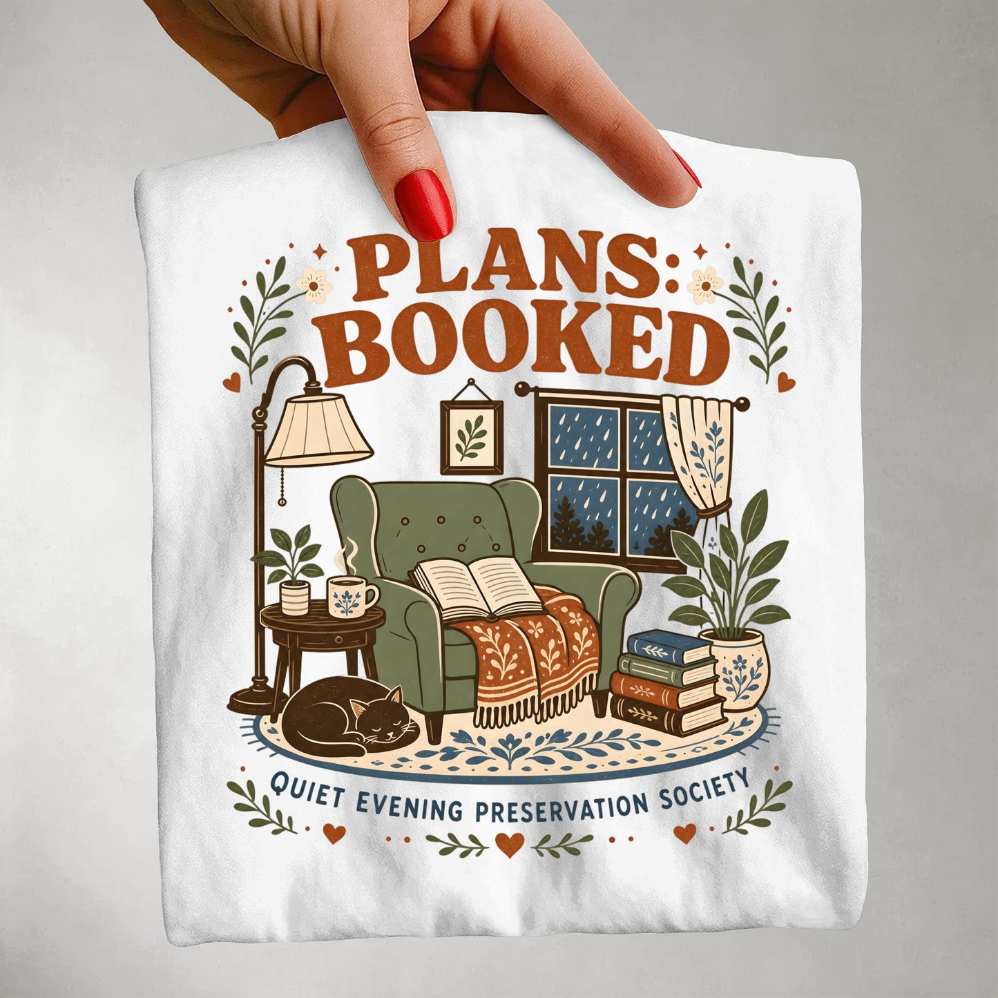 Plans Booked T-Shirt — Cozy Reading Night Graphic Tee