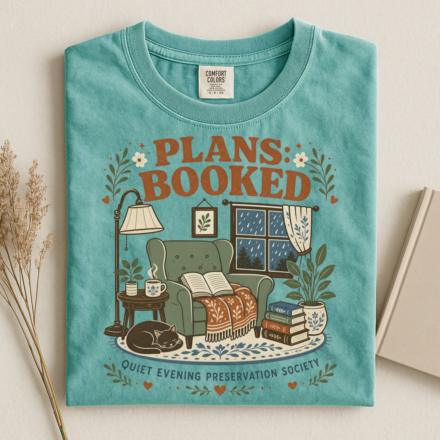 Plans Booked T-Shirt — Cozy Reading Night Graphic Tee