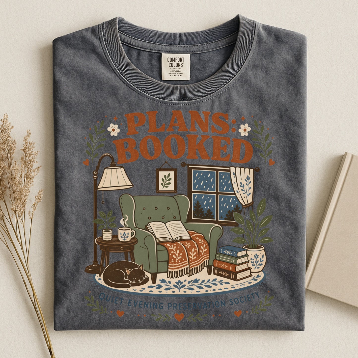 Plans Booked T-Shirt — Cozy Reading Night Graphic Tee