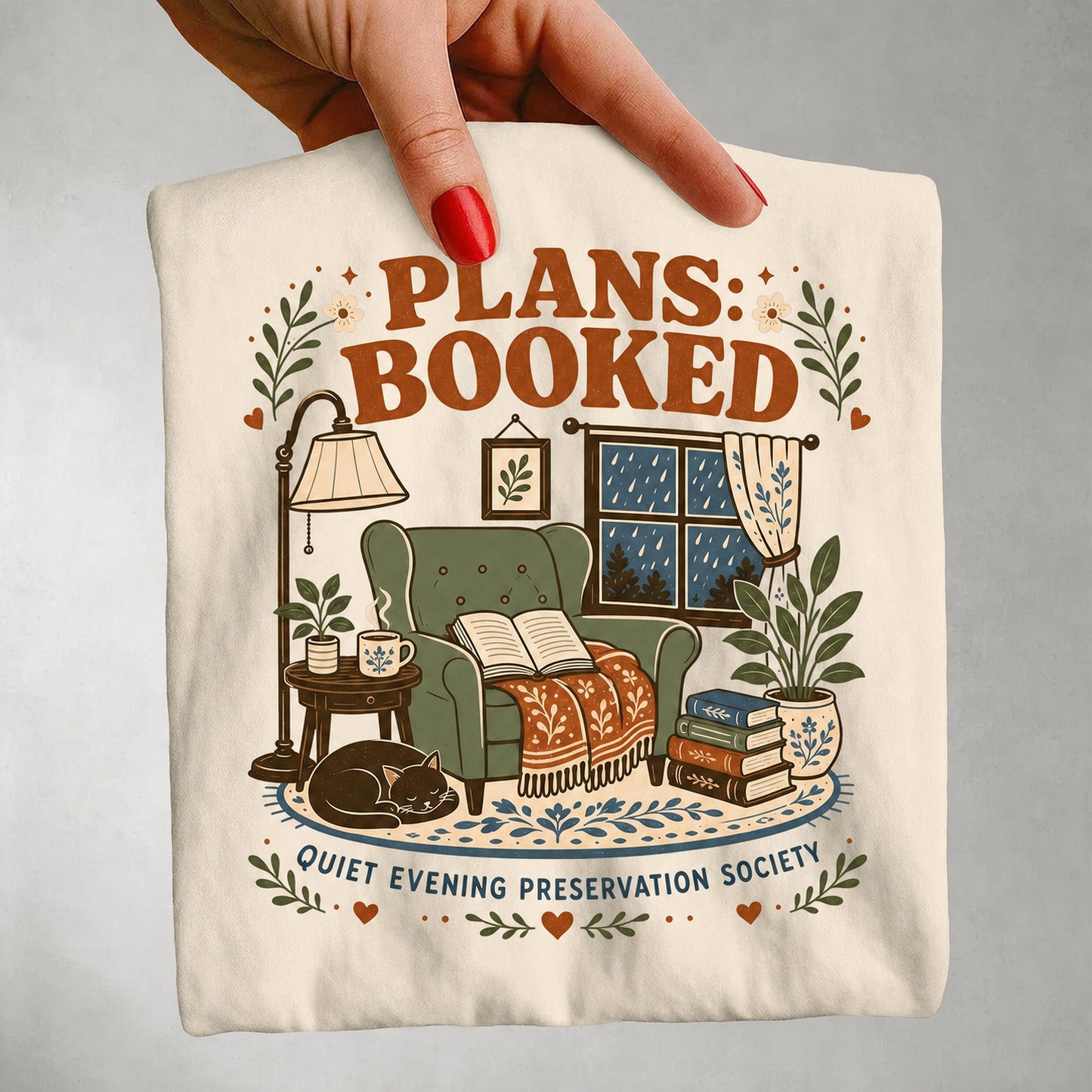 Plans Booked T-Shirt — Cozy Reading Night Graphic Tee