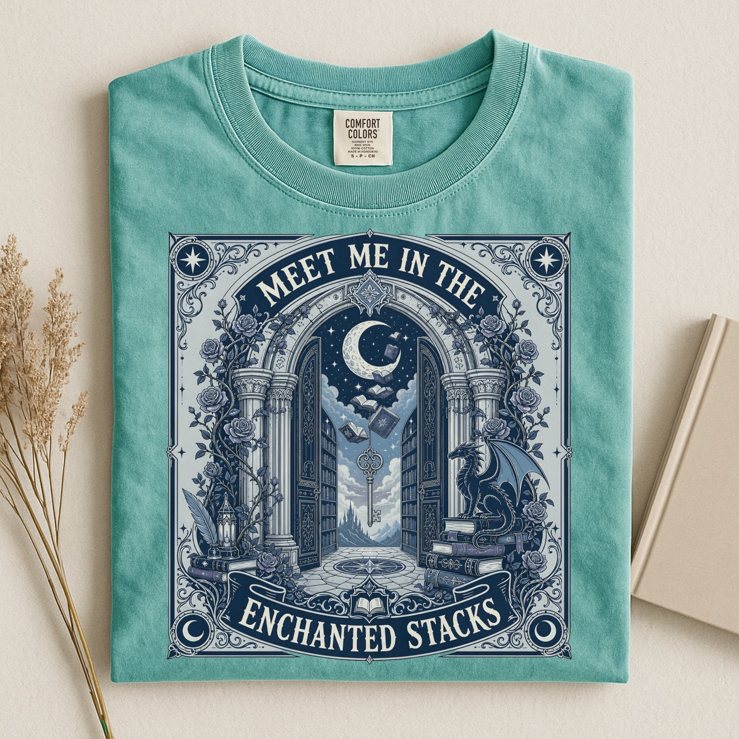 Meet Me In The Enchanted Stacks T-Shirt — Moonlit Library Graphic Tee