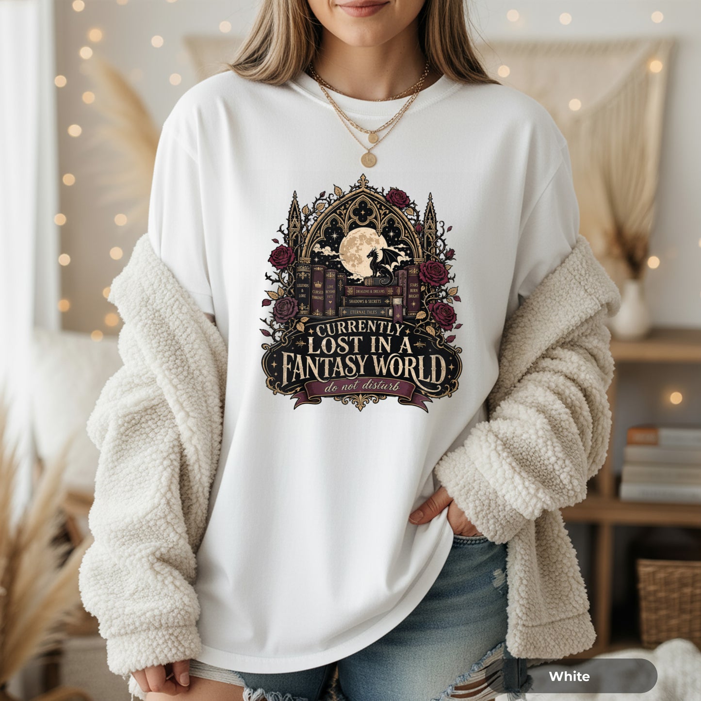 Fantasy Book Lover T-Shirt — "Currently Lost in a Fantasy World" Graphic Tee