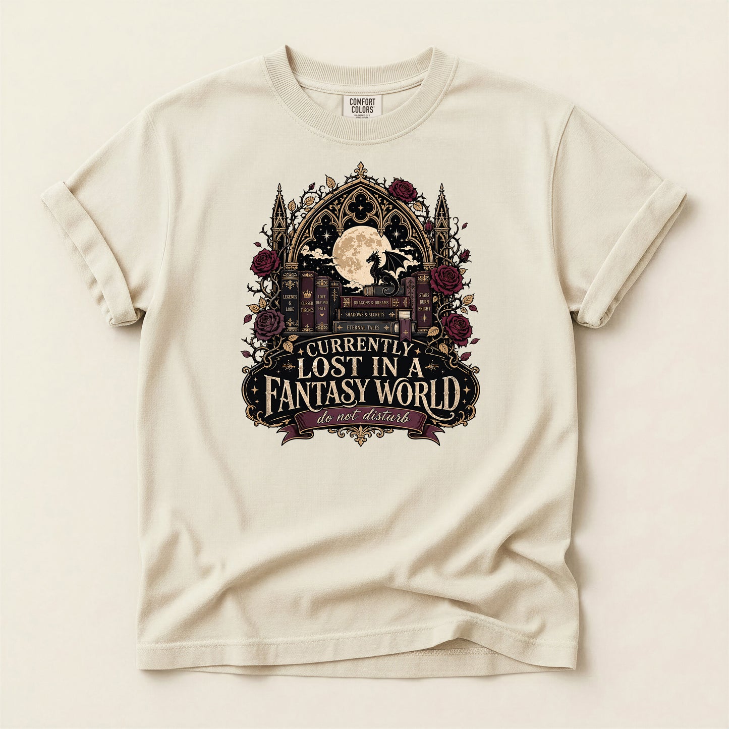 Fantasy Book Lover T-Shirt — "Currently Lost in a Fantasy World" Graphic Tee