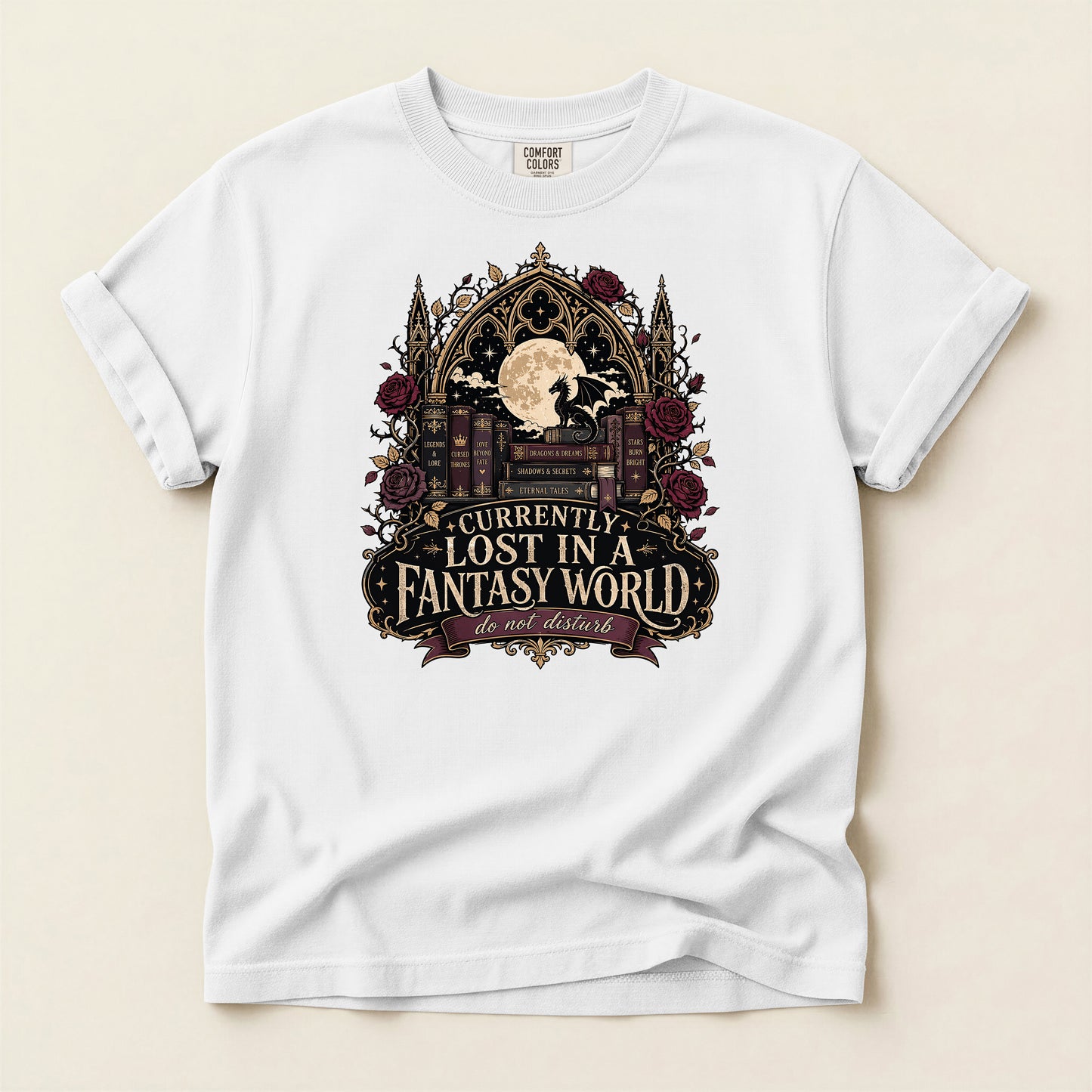 Fantasy Book Lover T-Shirt — "Currently Lost in a Fantasy World" Graphic Tee