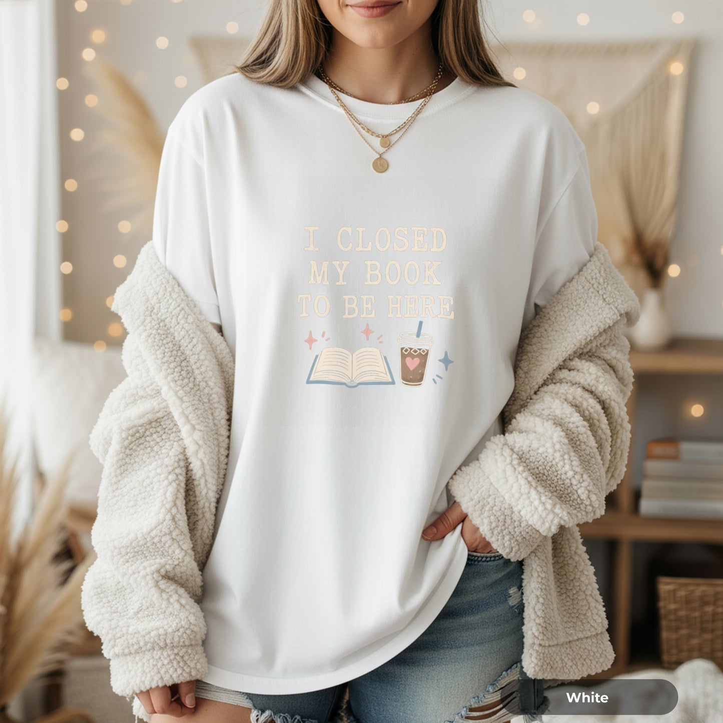 Book Lover T-Shirt — "I Closed My Book To Be Here" Graphic Tee