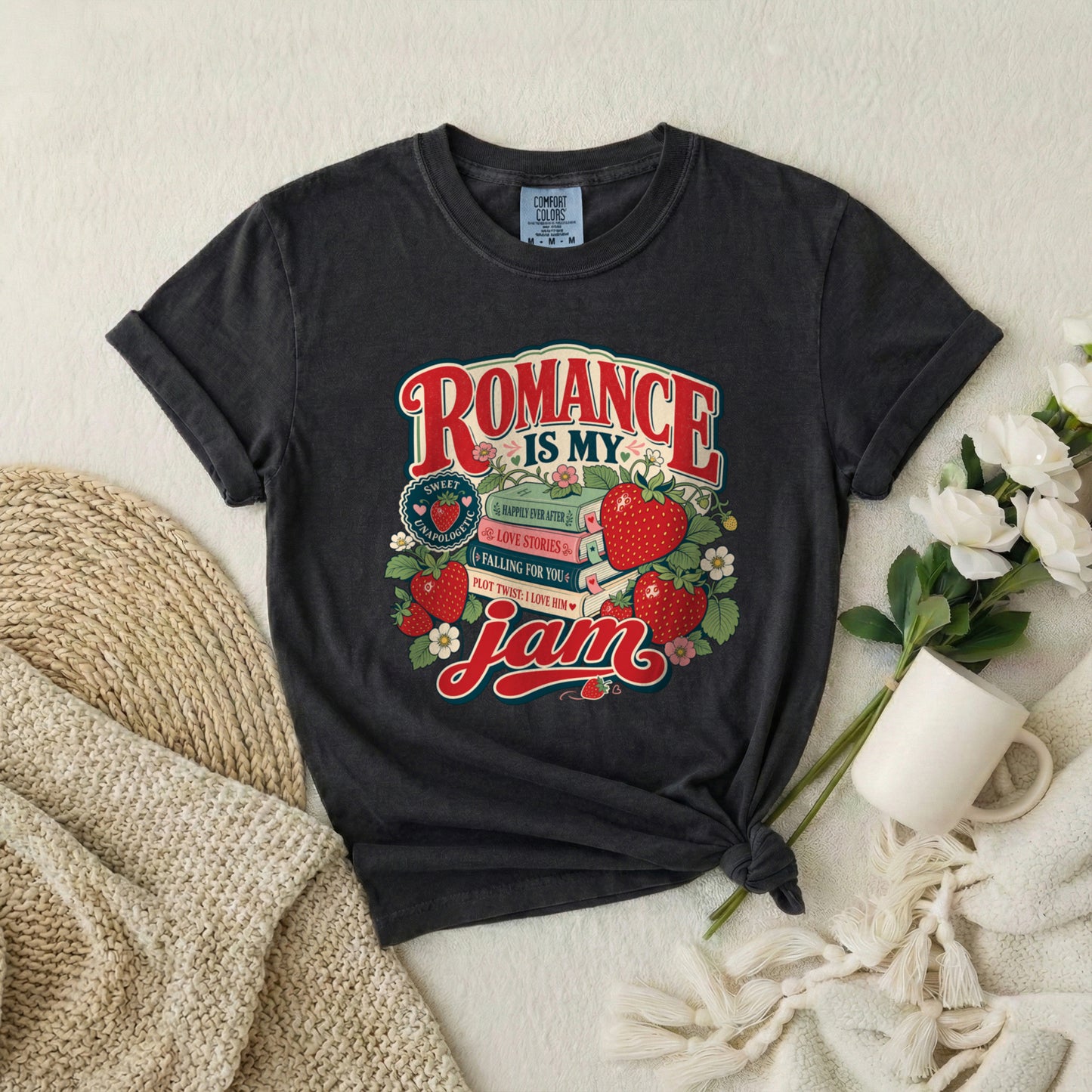 Romance Is My Jam T-Shirt — Strawberry Vintage Graphic Tee