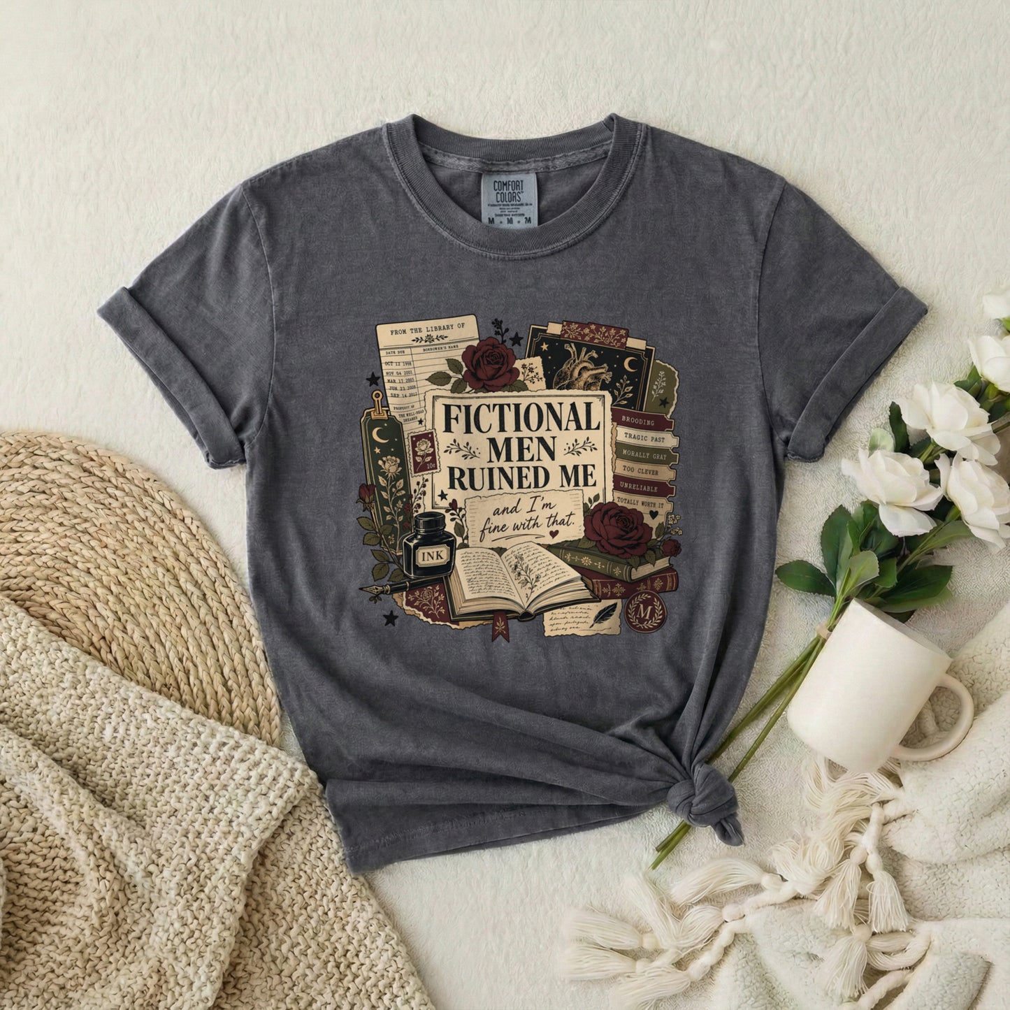 Fictional Men Ruined Me T-Shirt — Book Lover Literary Tee