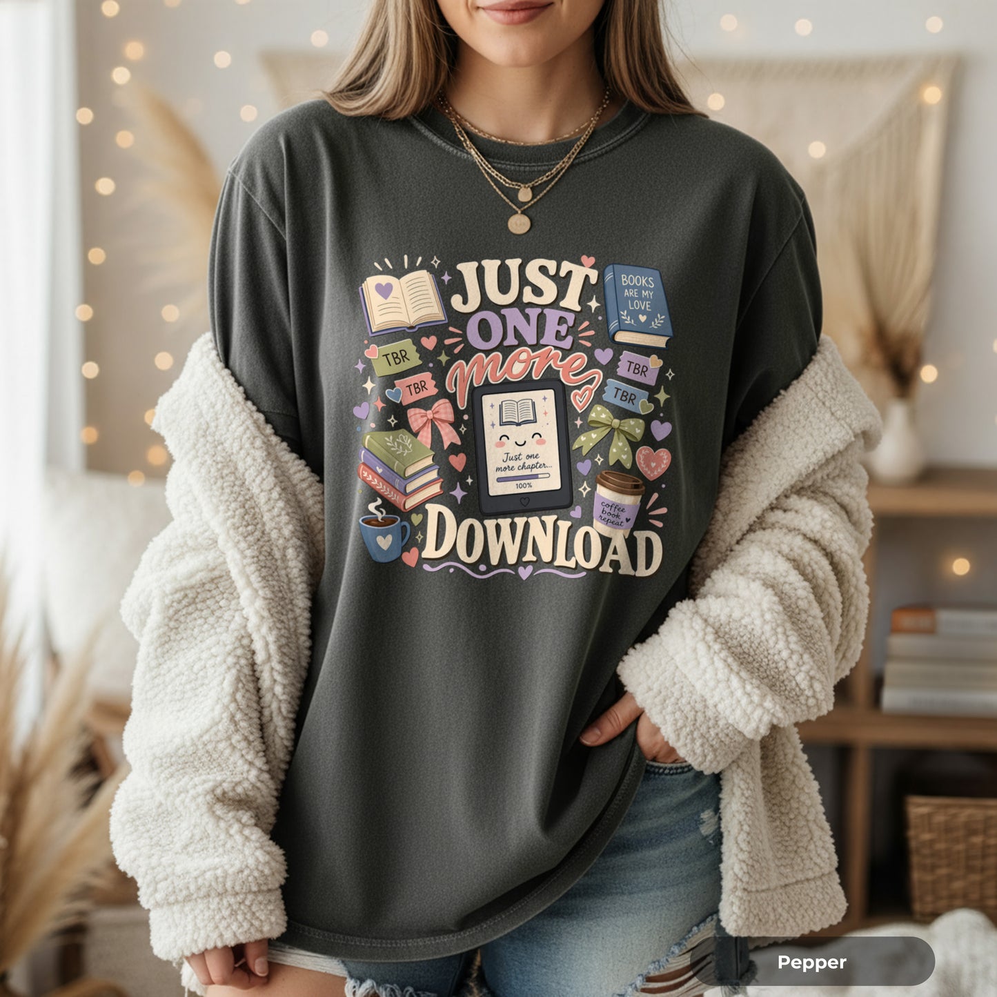 Just One More Download" Retro Reading & Tech Lover Graphic Tee