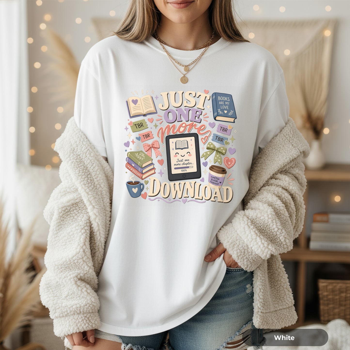 Just One More Download" Retro Reading & Tech Lover Graphic Tee