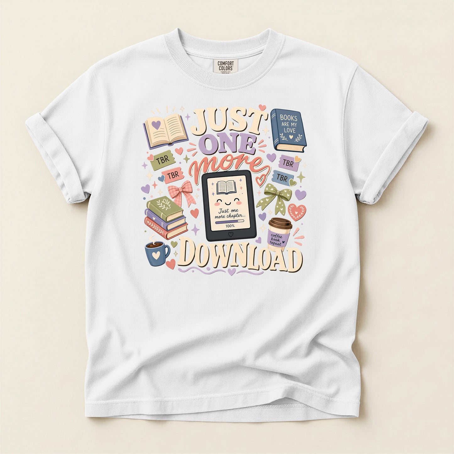 Just One More Download" Retro Reading & Tech Lover Graphic Tee
