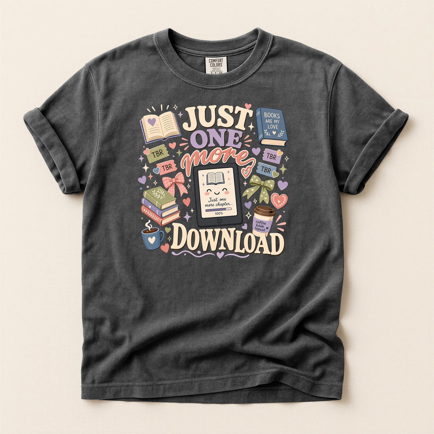 Just One More Download" Retro Reading & Tech Lover Graphic Tee