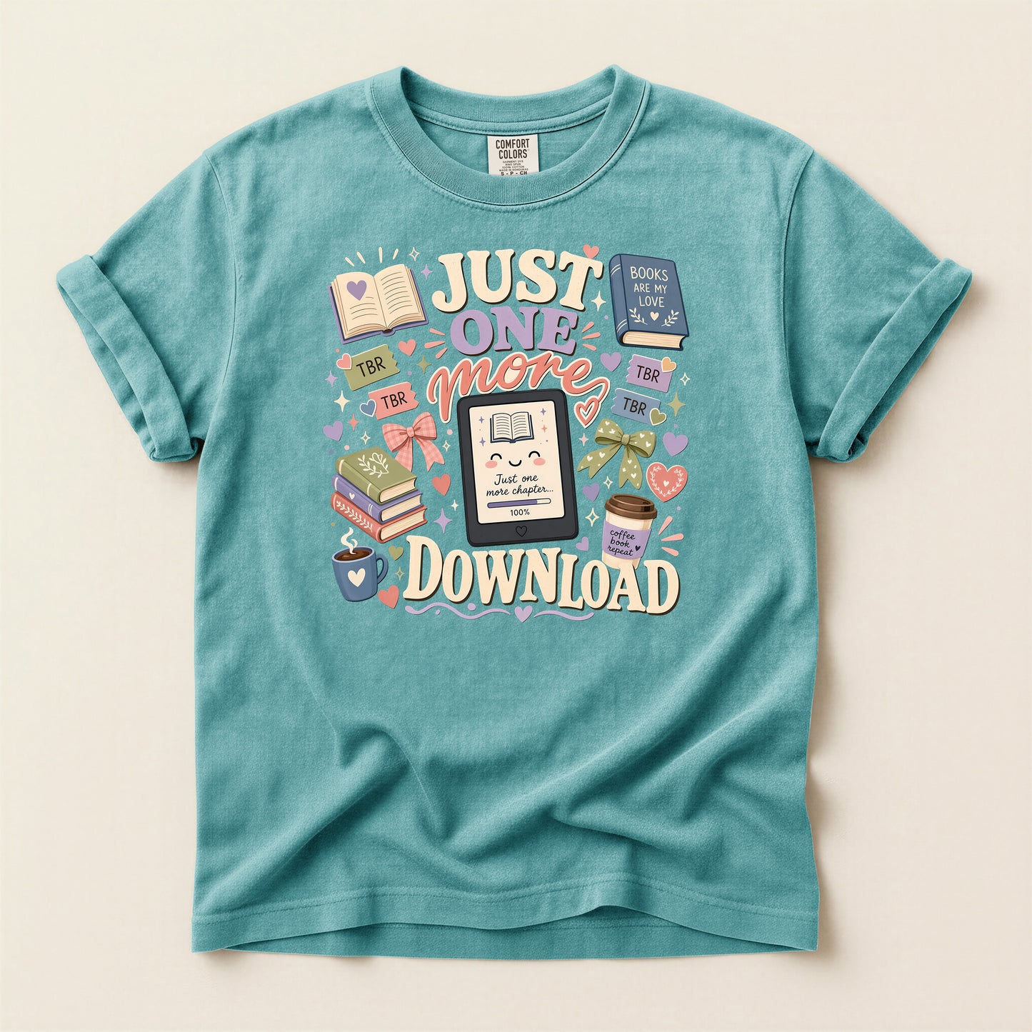 Just One More Download" Retro Reading & Tech Lover Graphic Tee