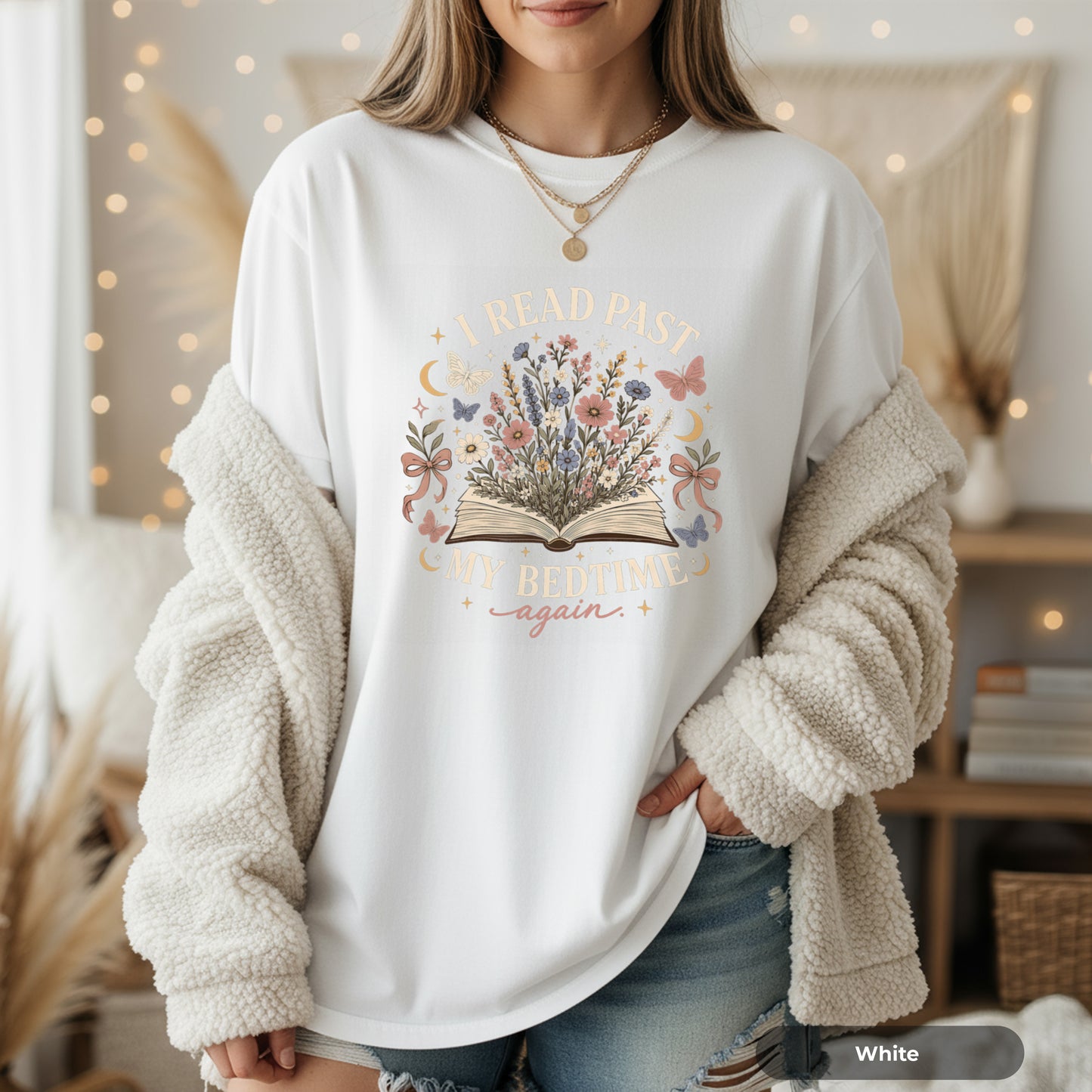 I Read Past My Bedtime Again- Floral Booklover Tee