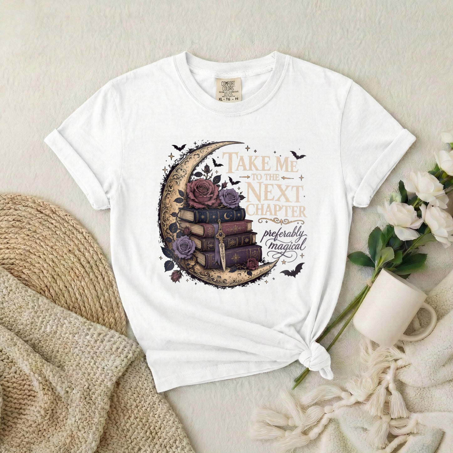 Magical Reading Moon T-Shirt — "Take Me to the Next Chapter (Preferably Magical)"