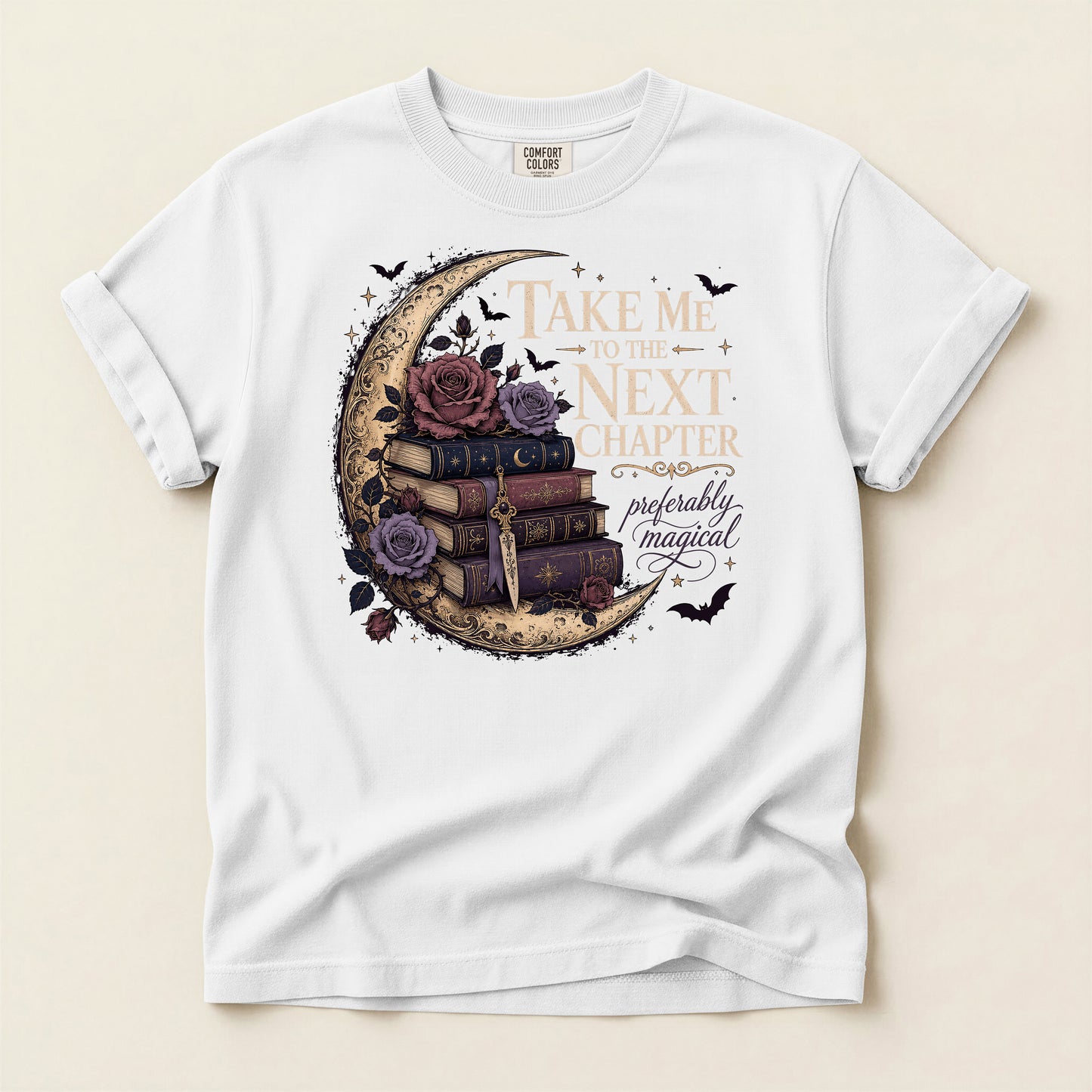 Magical Reading Moon T-Shirt — "Take Me to the Next Chapter (Preferably Magical)"