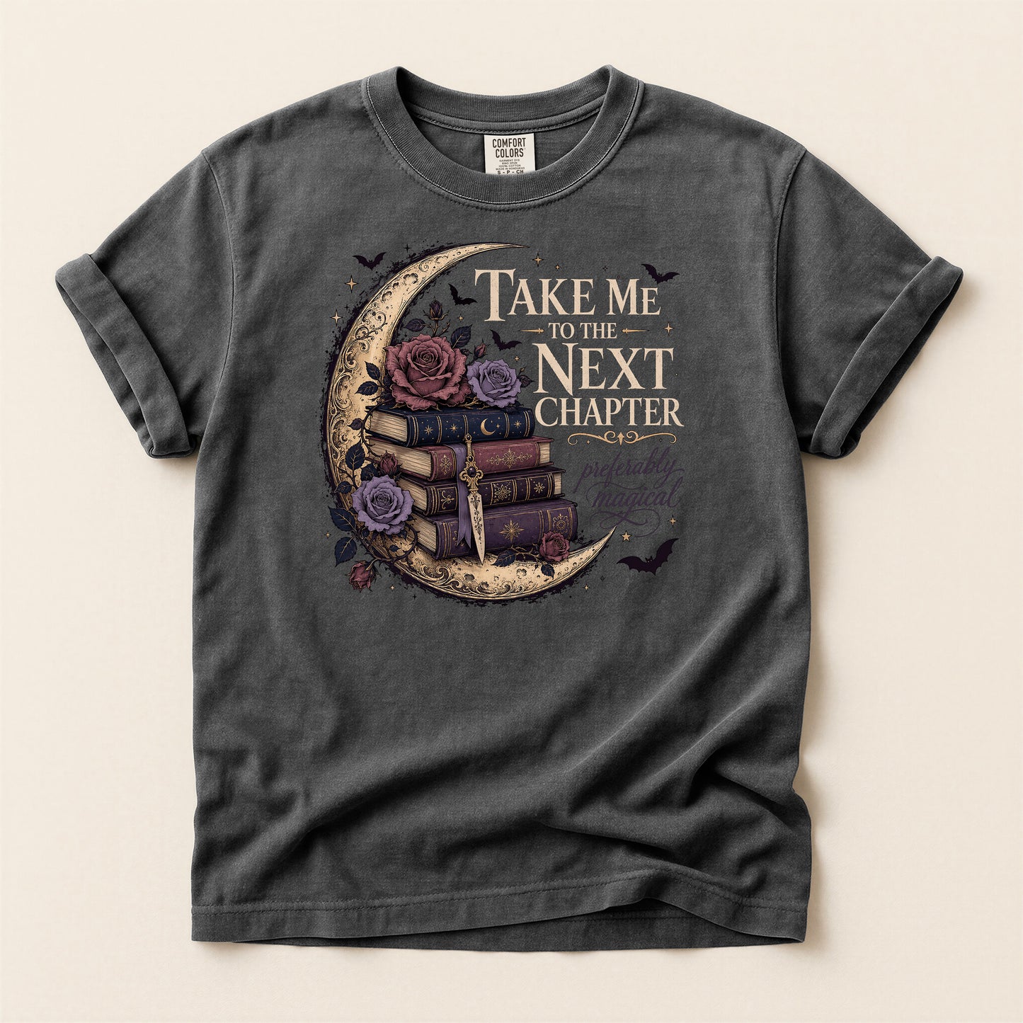 Magical Reading Moon T-Shirt — "Take Me to the Next Chapter (Preferably Magical)"