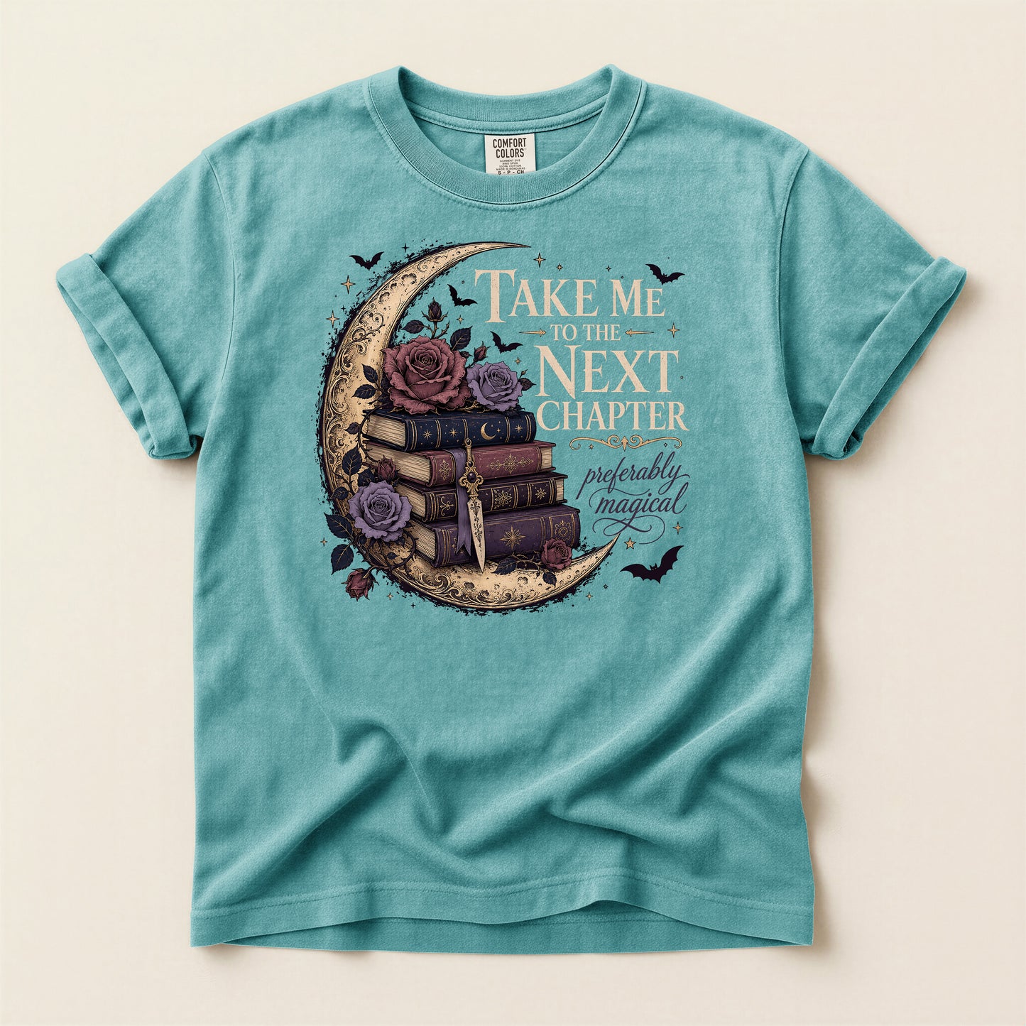 Magical Reading Moon T-Shirt — "Take Me to the Next Chapter (Preferably Magical)"