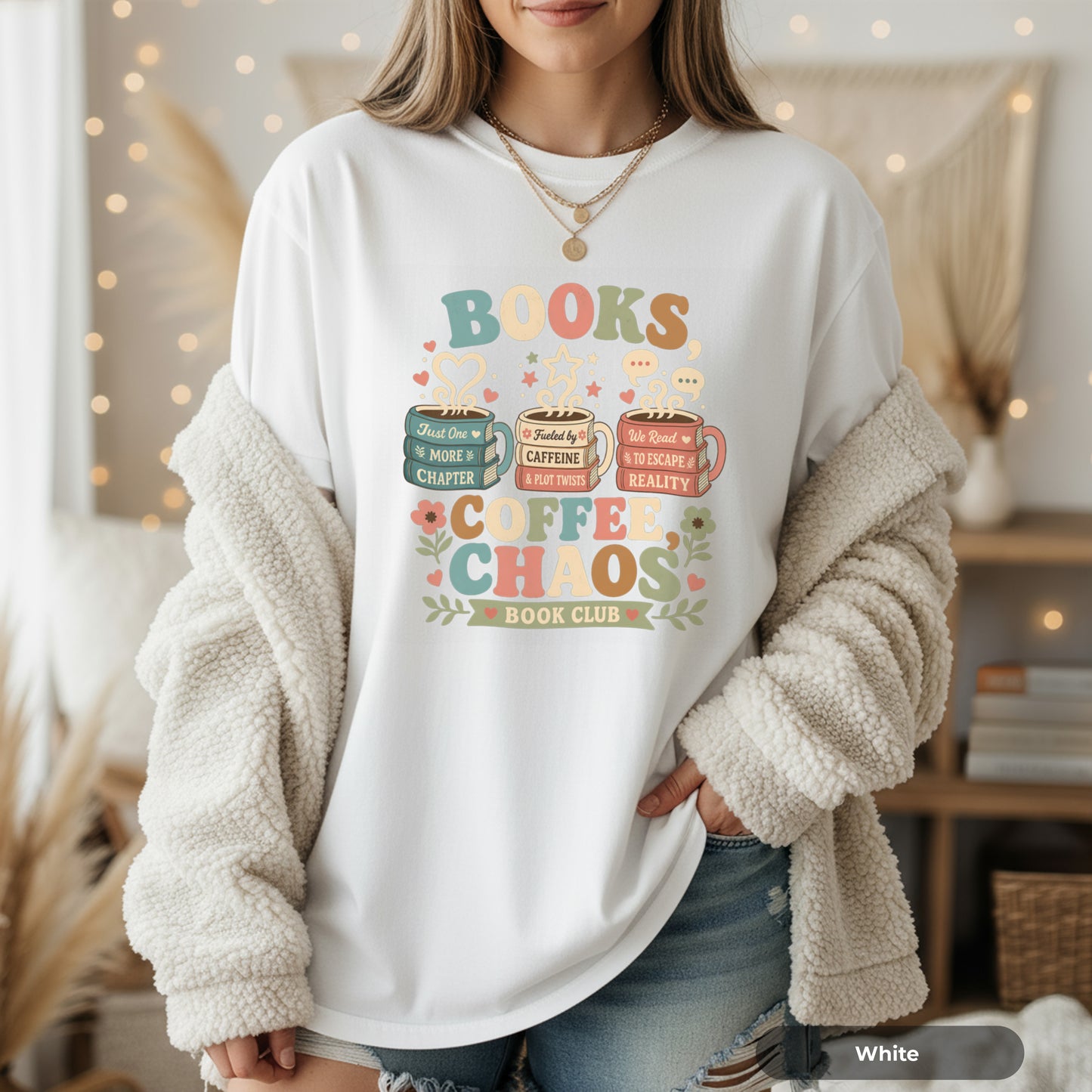 Books, Coffee & Chaos Book Club T-Shirt