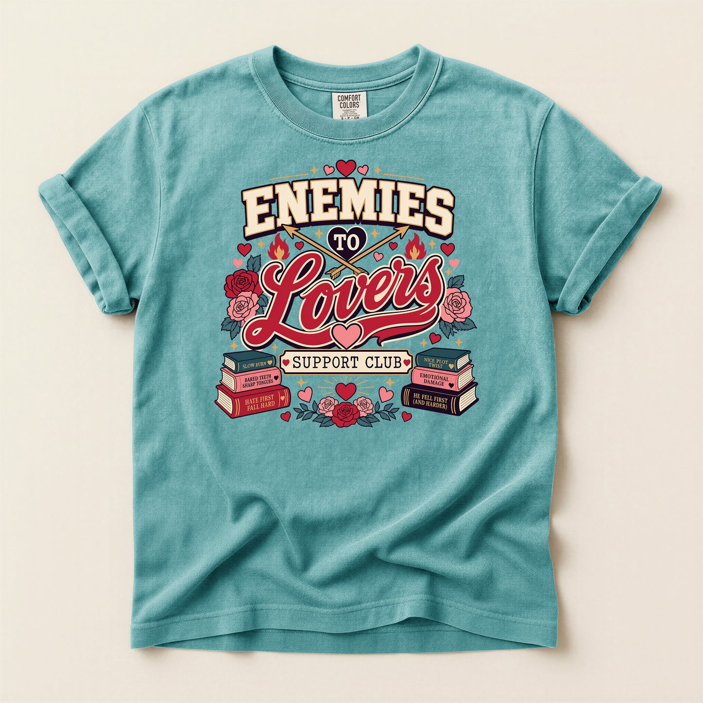 Enemies to Lovers T-Shirt — "Enemies to Lovers Support Club" Retro Romance Tee