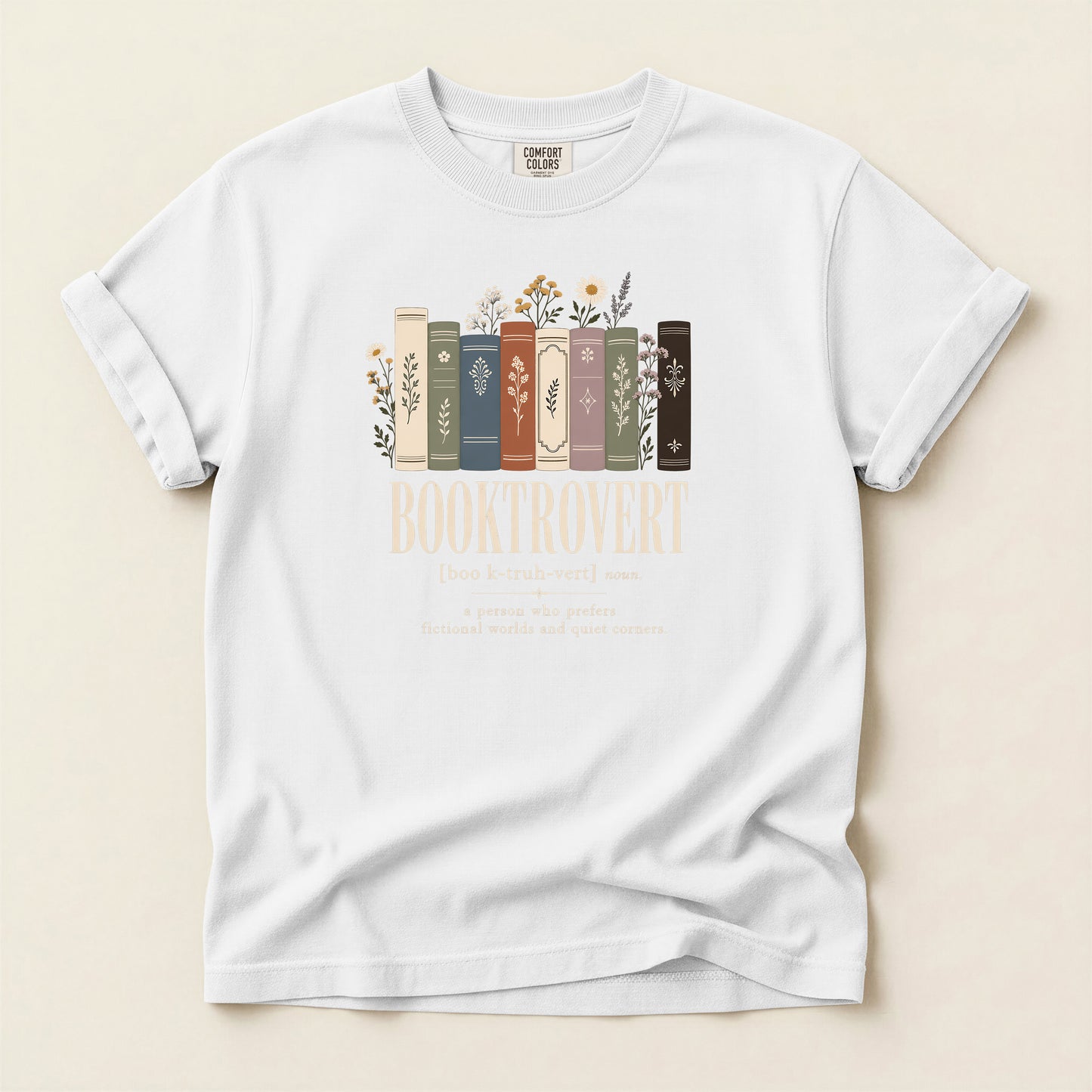 Booktrovert Book Lover T-Shirt — Vintage Stacked Books Design